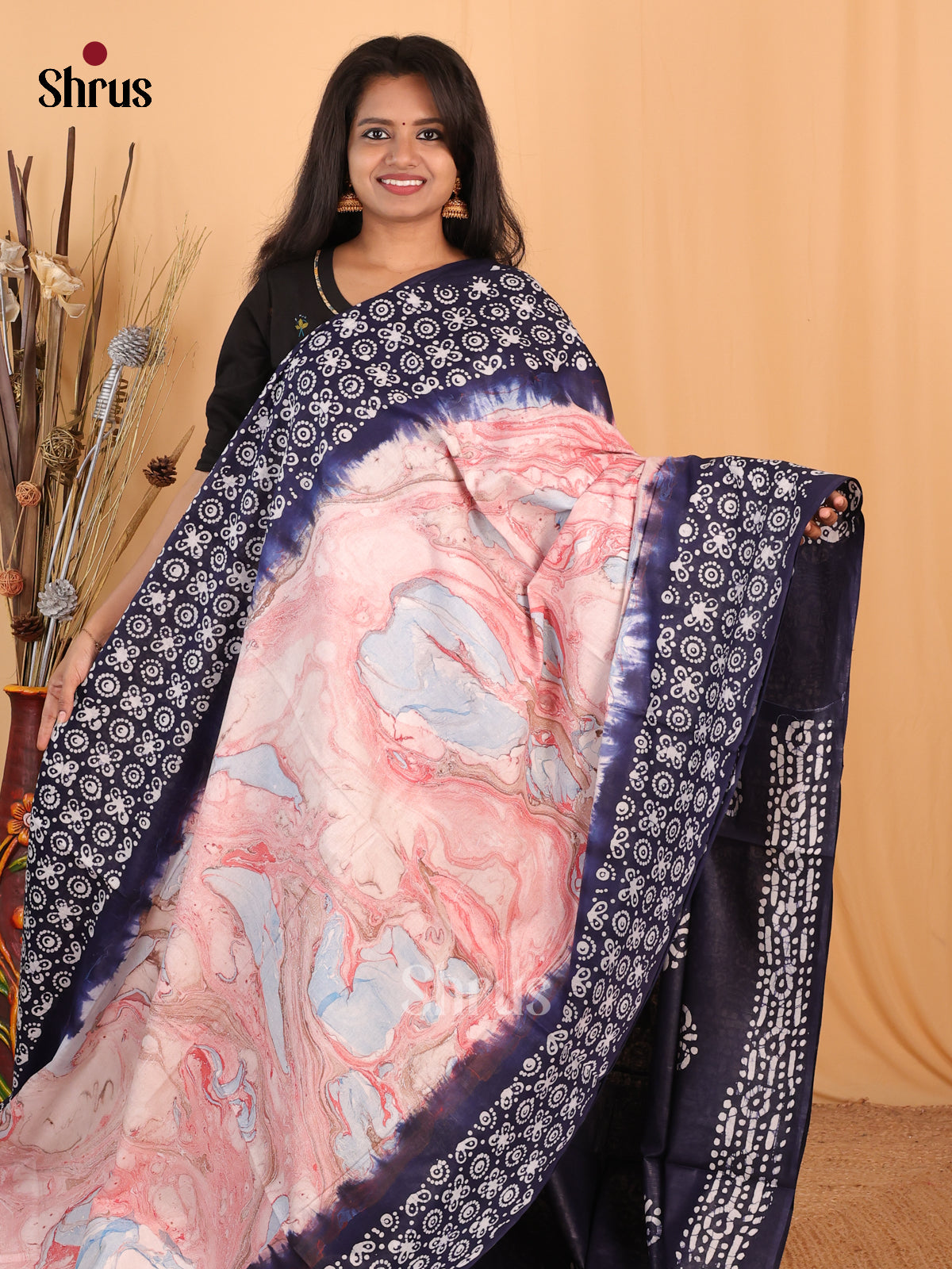 Pink & Blue - Bhatik Saree - Shop on Shrus.com
