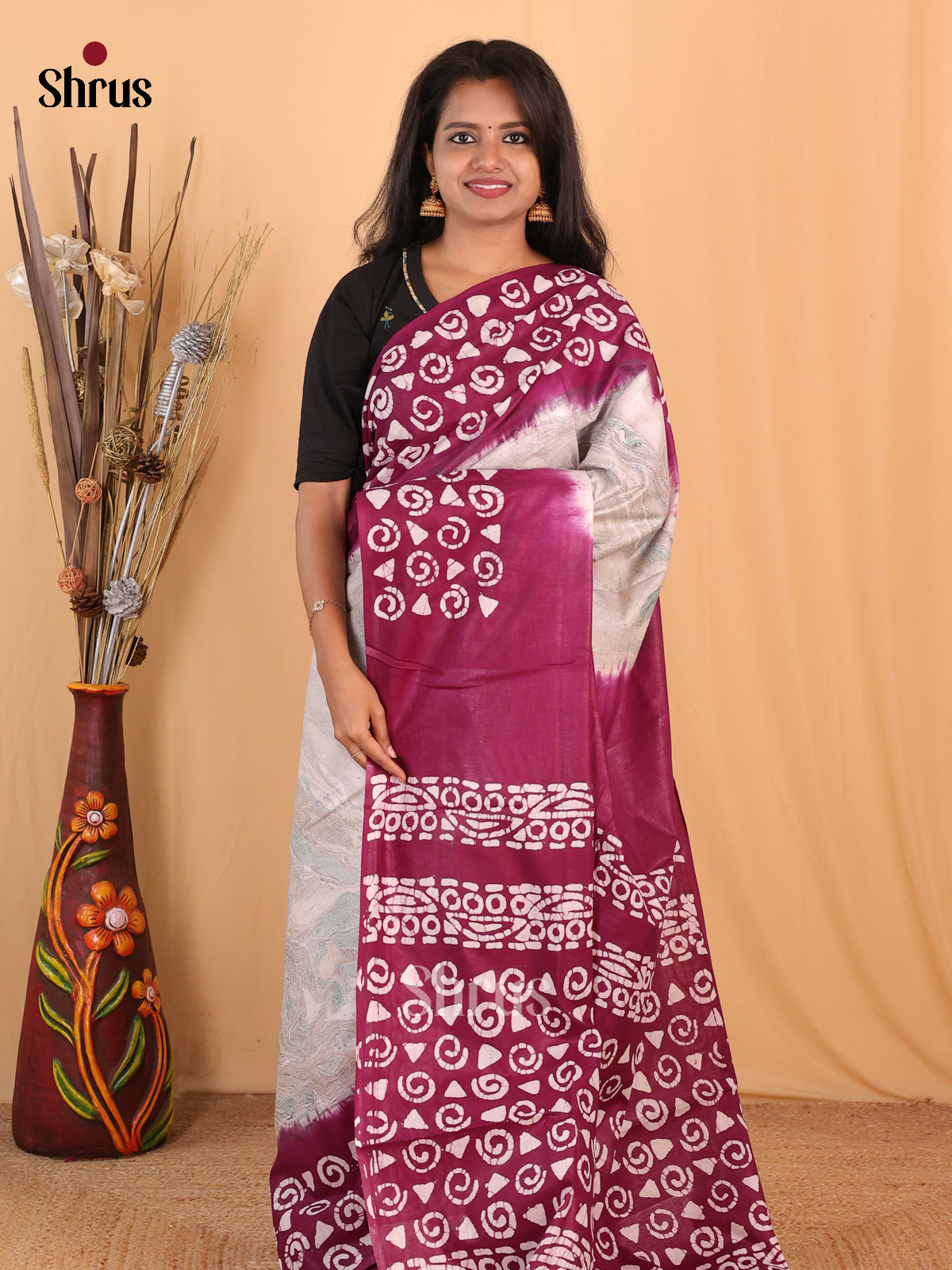 Green & Maroon - Bhatik Saree - Shop on Shrus.com