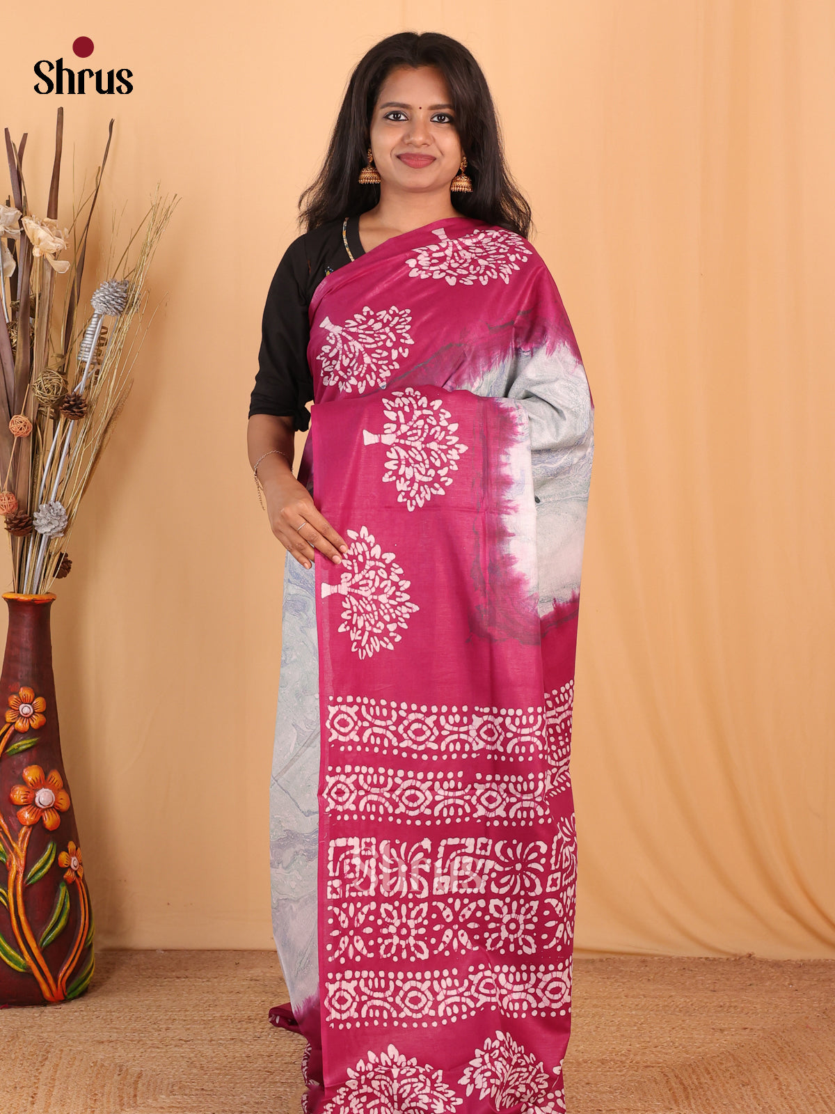 Green & Maroon  - Bhatik Saree - Shop on Shrus.com