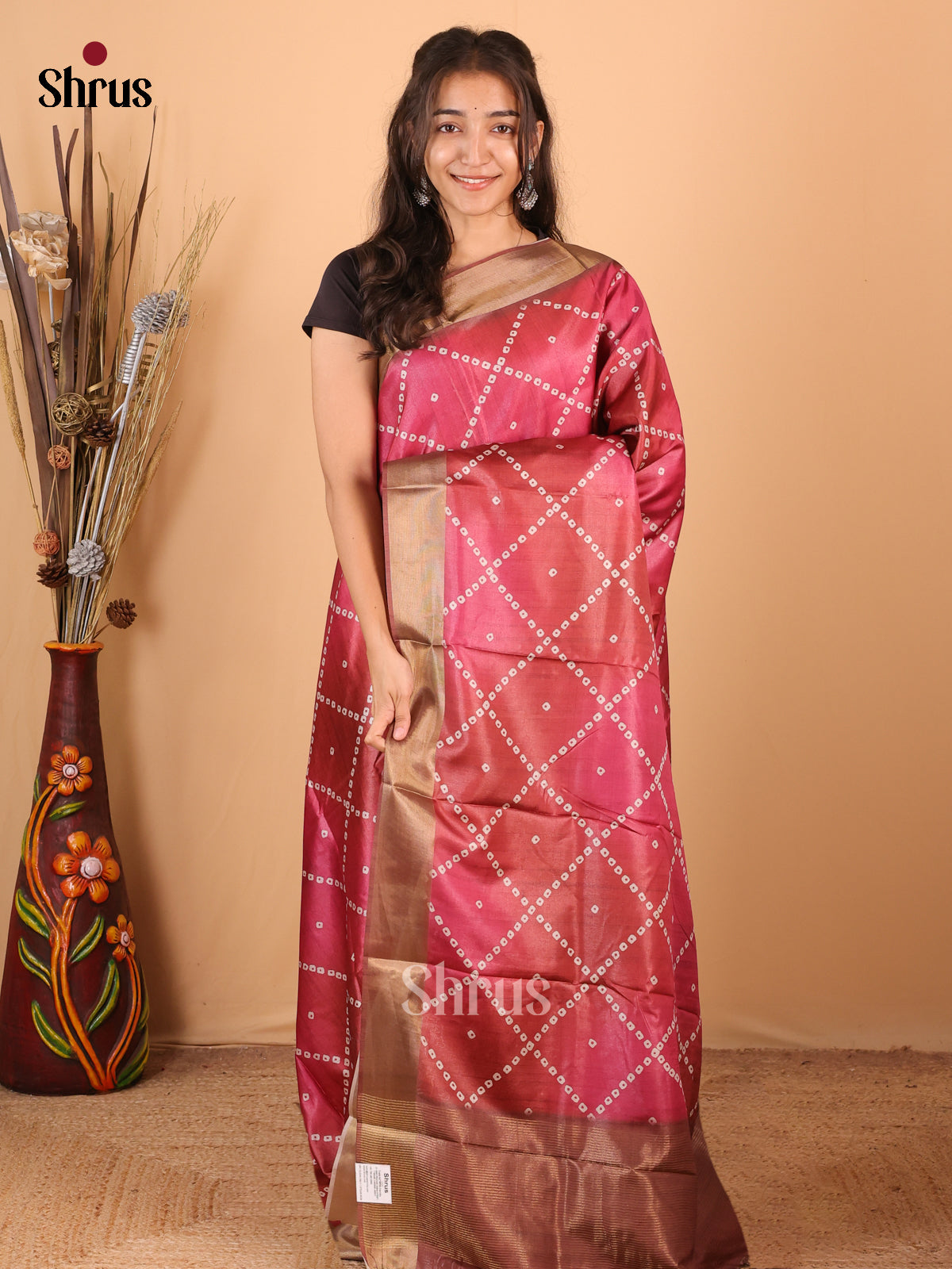 DCS04409  - Printed Tussar Saree - Shop on Shrus.com