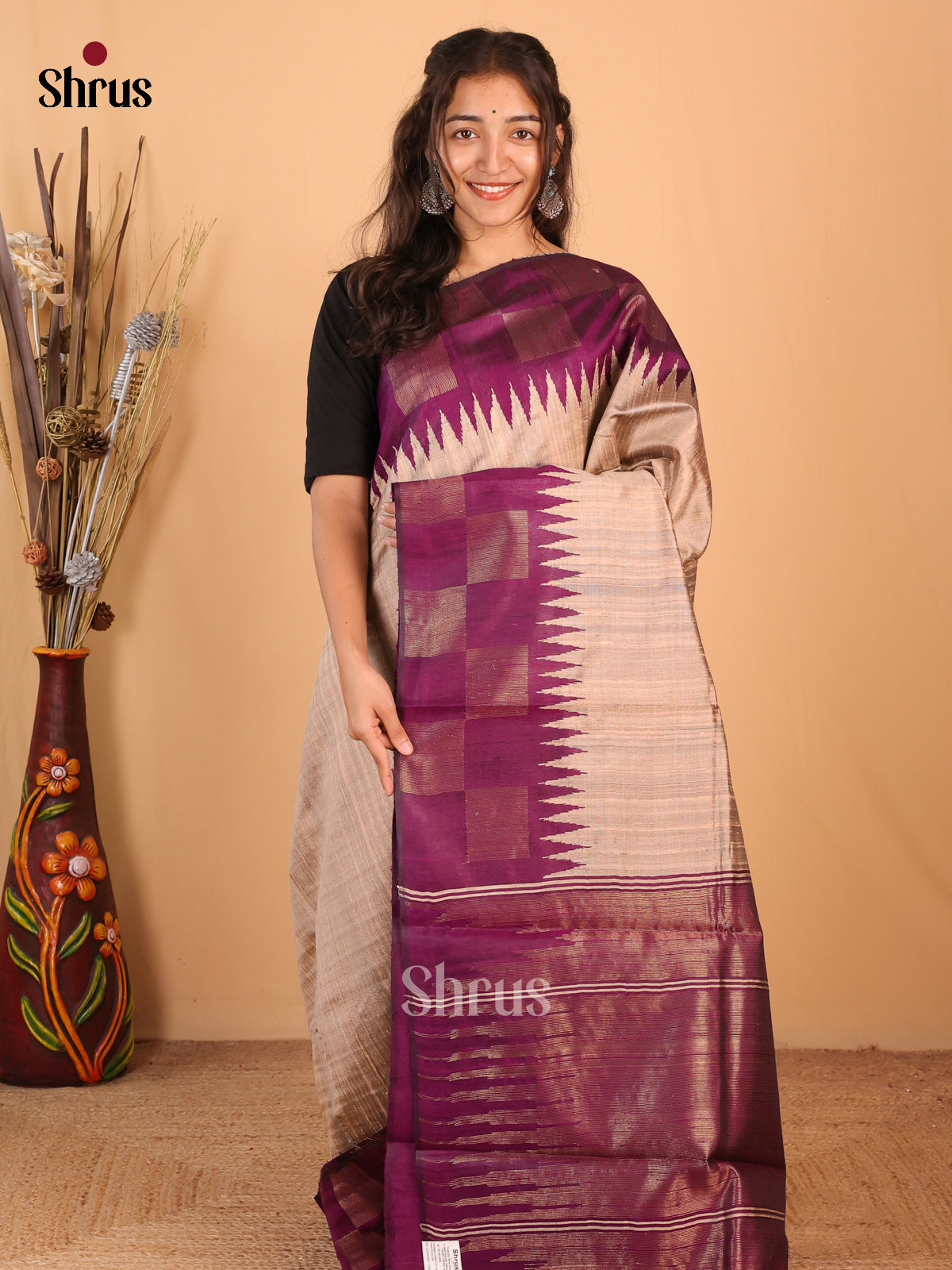 DCS05014 - Raw Silk Saree - Shop on Shrus.com