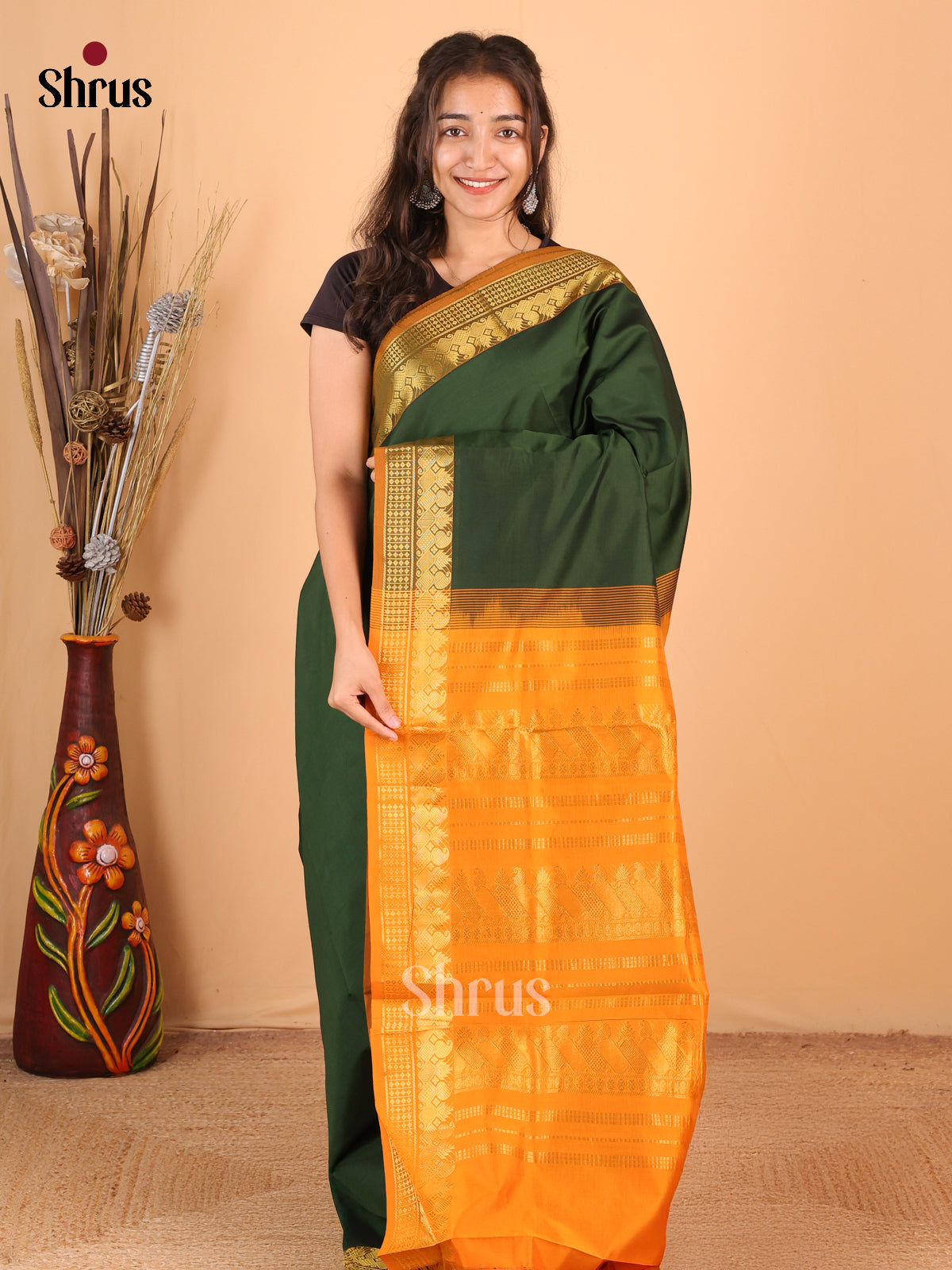DCS07150 - Silkcotton-halfpure Saree - Shop on Shrus.com