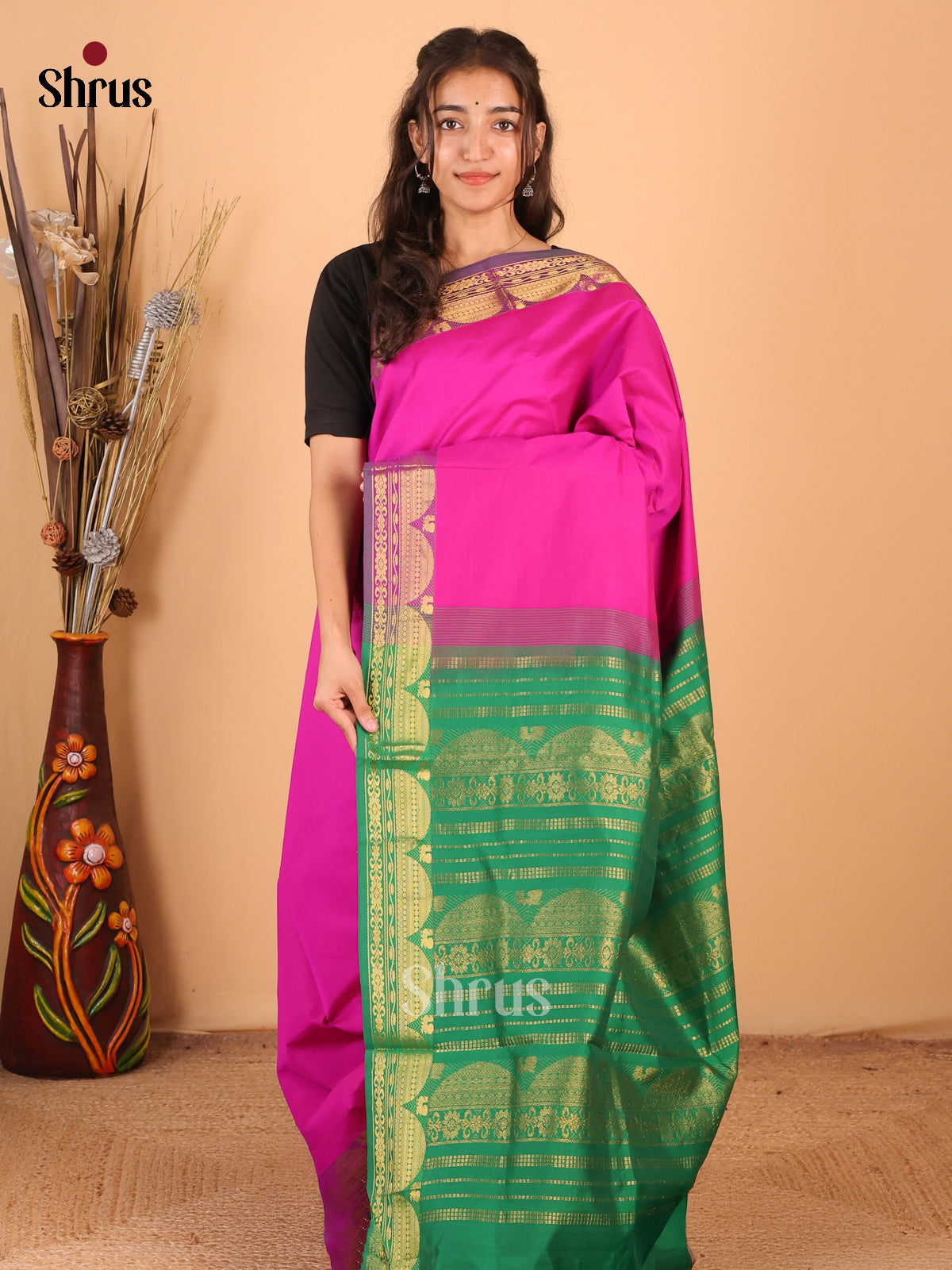 DCS07162 - Silkcotton-halfpure  Saree - Shop on Shrus.com