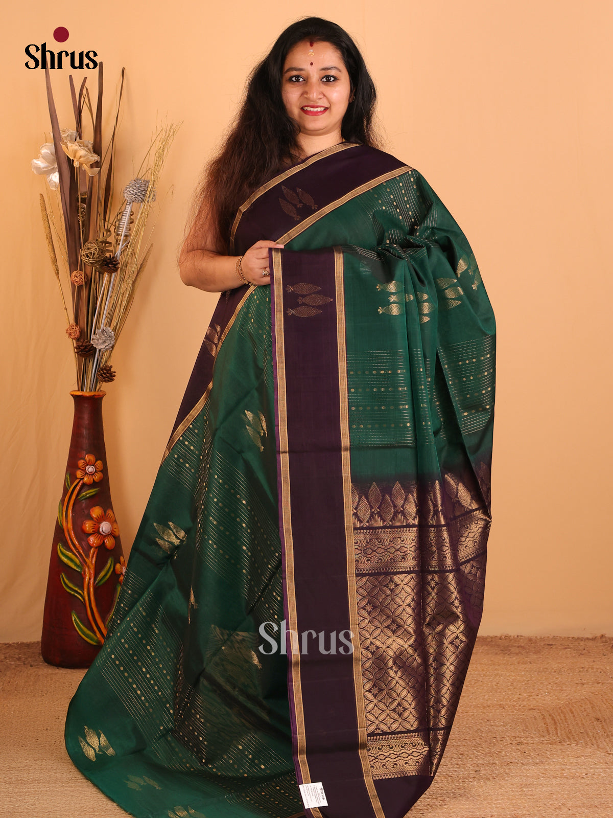 DCS07263 - Silk Cotton  Saree - Shop on Shrus.com