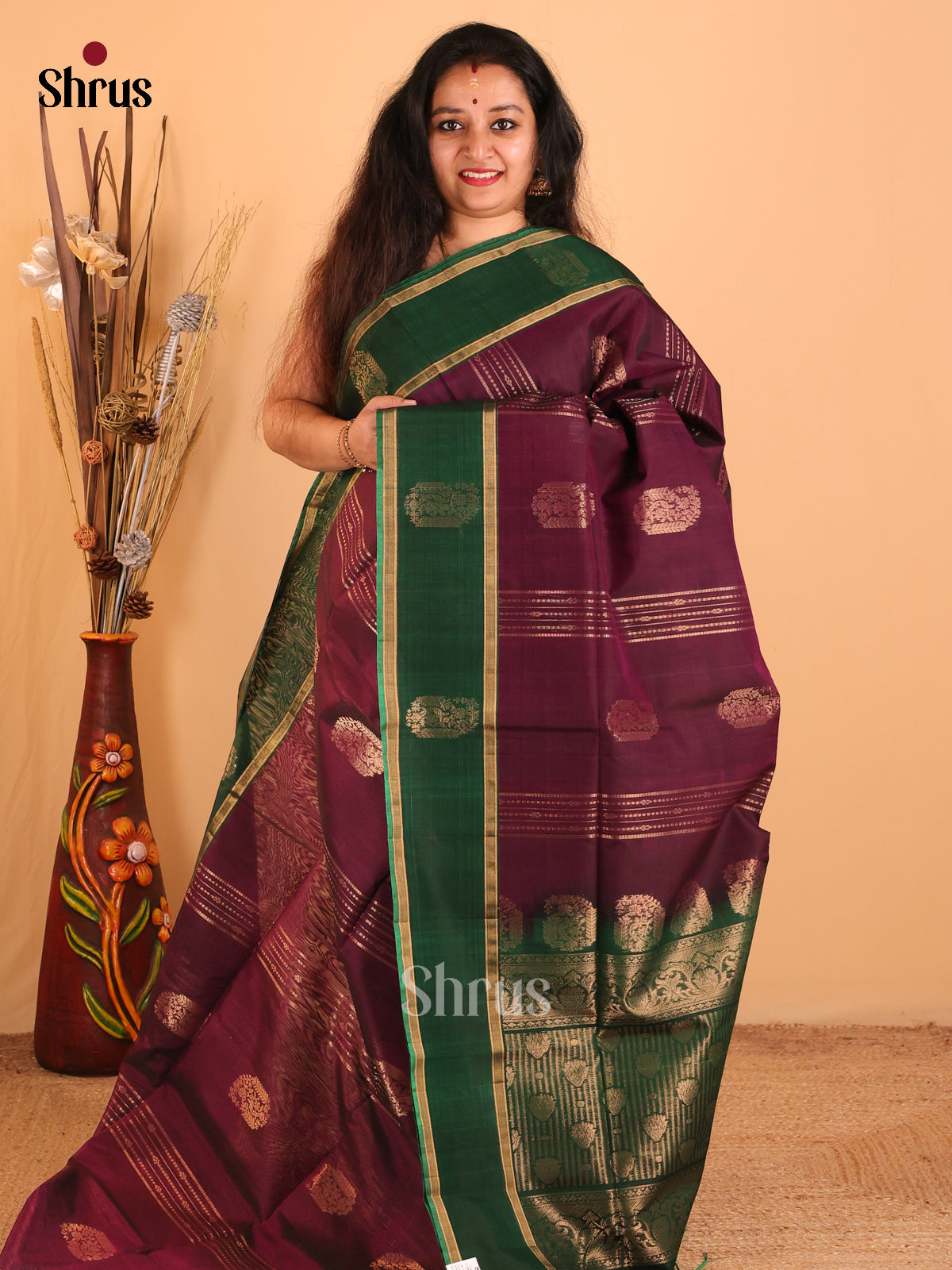 DCS07265 - Silk Cotton  Saree - Shop on Shrus.com