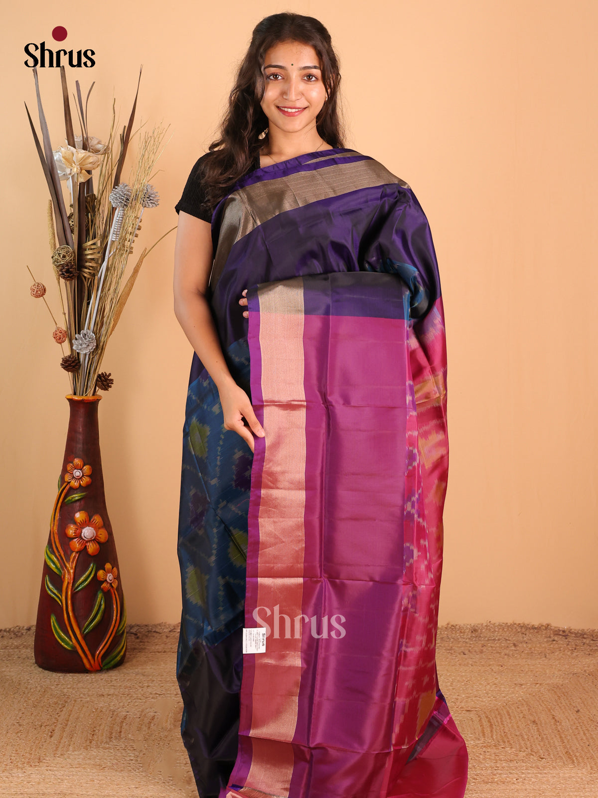 Blue & Purple - Semi uppada  Saree - Shop on Shrus.com