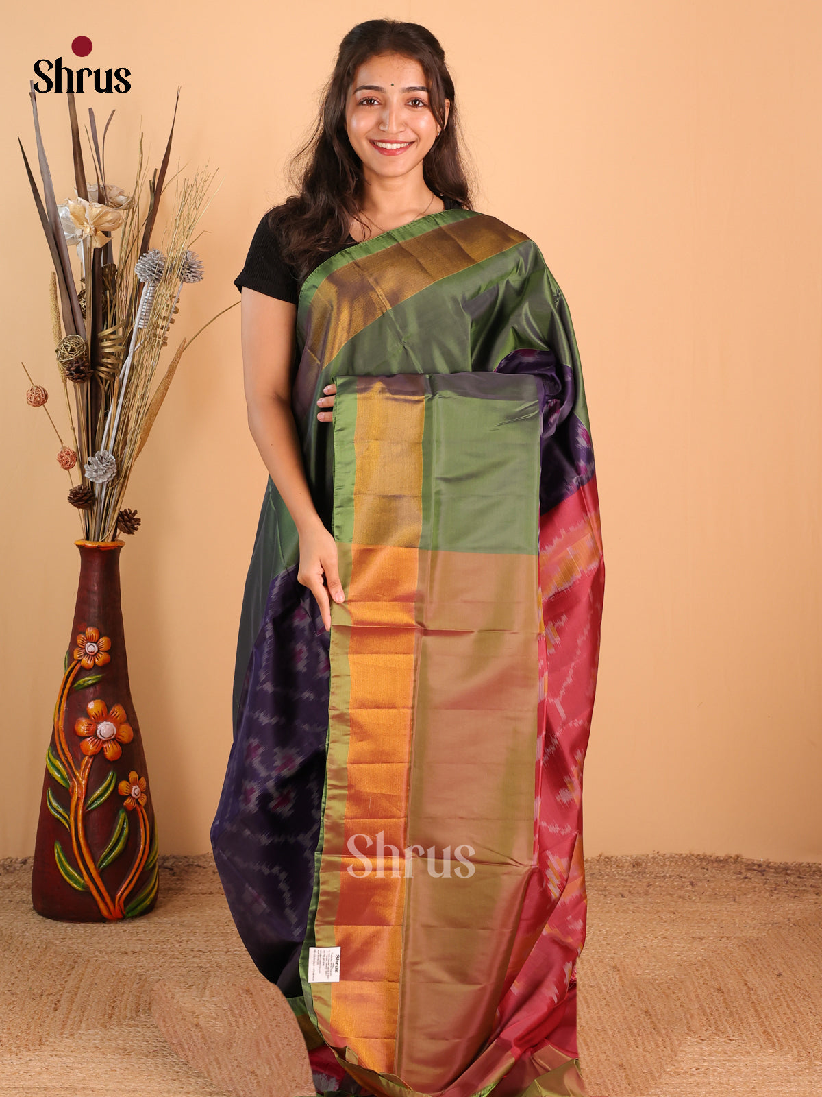 Violet & Maroon - Semi uppada  Saree - Shop on Shrus.com