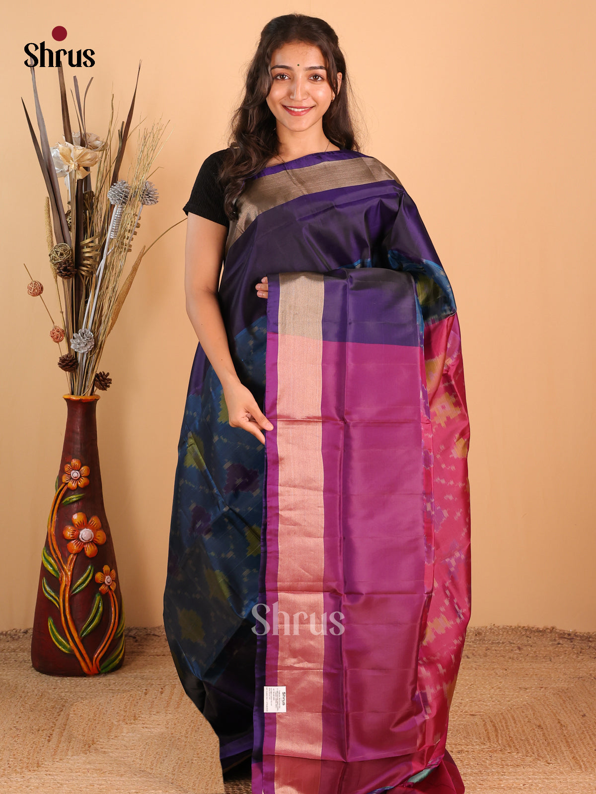 Blue & Purple - Semi uppada  Saree - Shop on Shrus.com