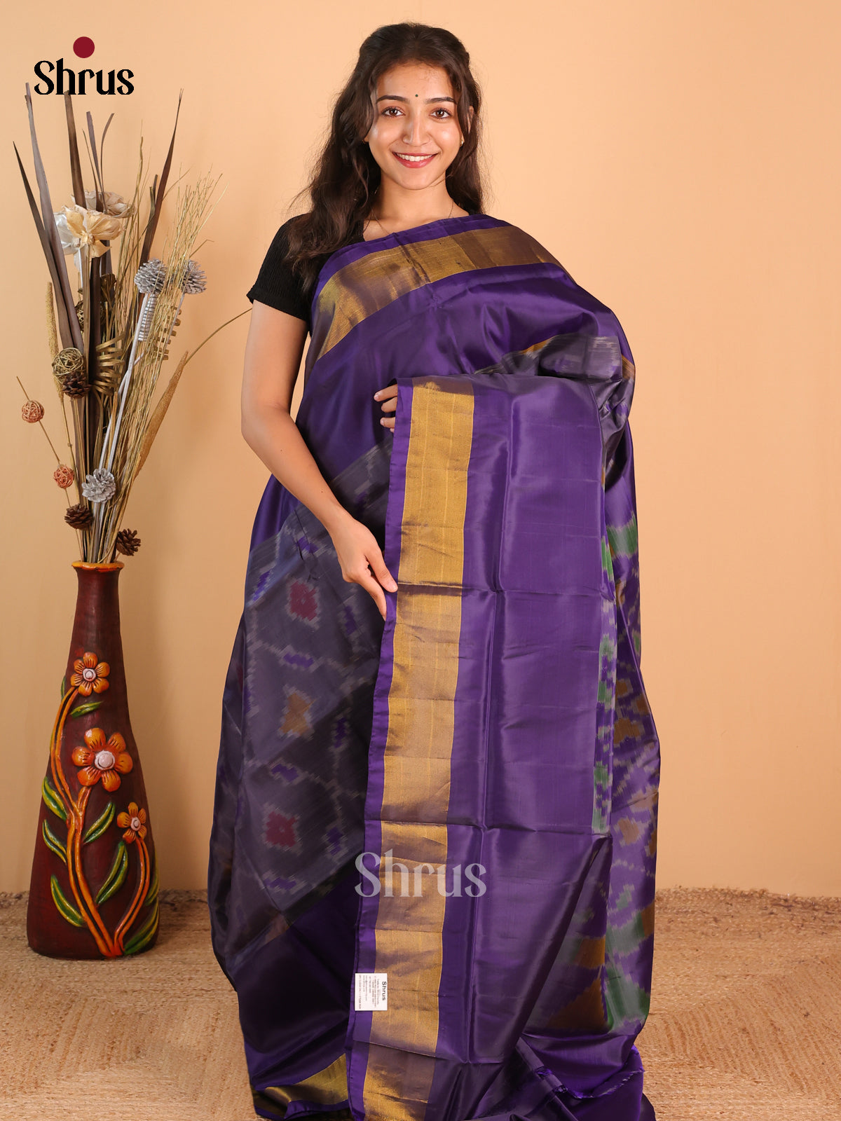 Grey & Violet - Semi uppada  Saree - Shop on Shrus.com