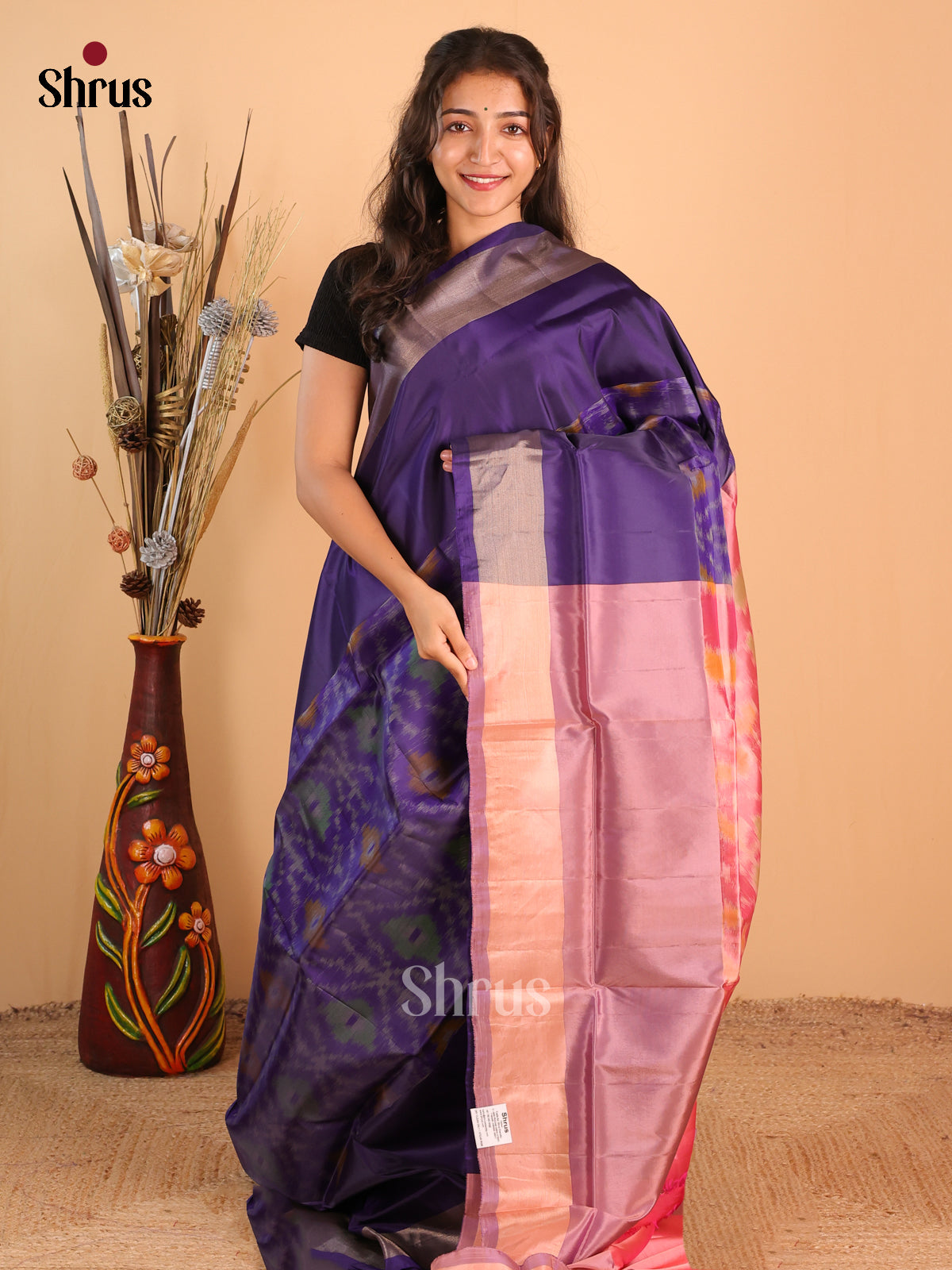 Violet & Dusty Pink - Semi uppada  Saree - Shop on Shrus.com