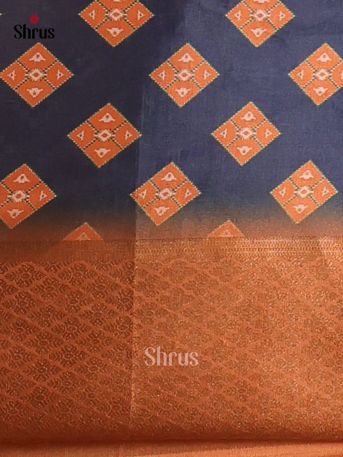 Navy blue & Mustard - Champa  Semitussar Saree - DCS11004 - Shop on Shrus.com