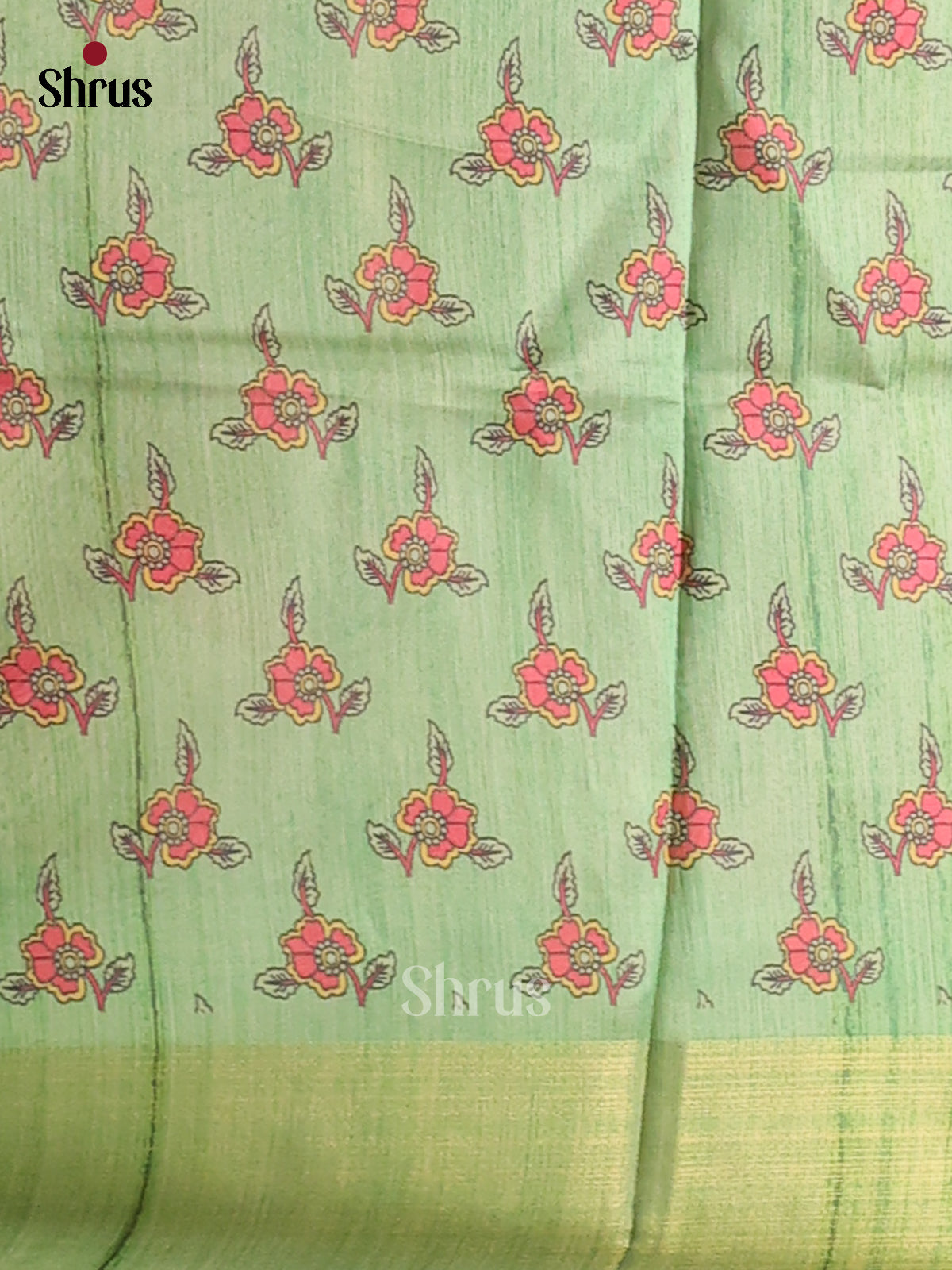 Sandal & Parrot Green - Champa Semi Tussar Saree - DCS11171 - Shop on Shrus.com