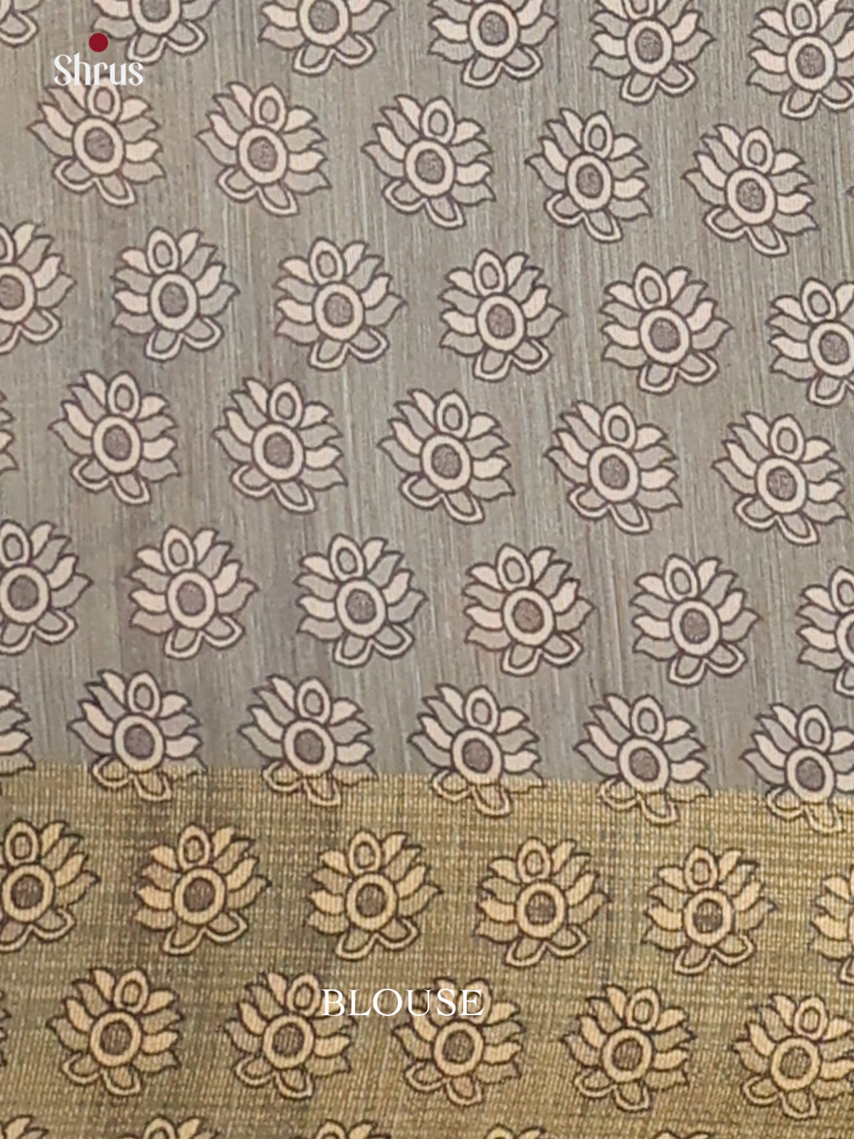 Grey & Dark olive Green - Champa Semitussar Saree - DCS11238 - Shop on Shrus.com