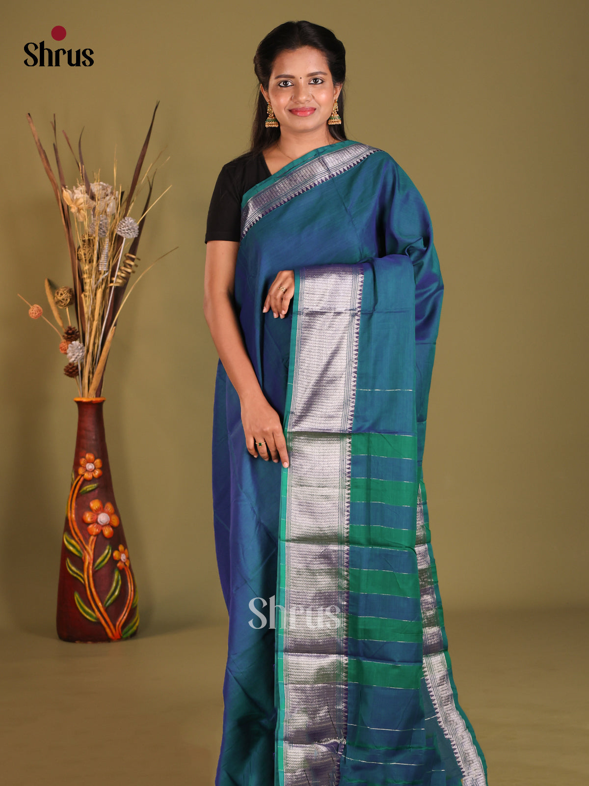 Blue & Green - Narayanpet Cotton Saree