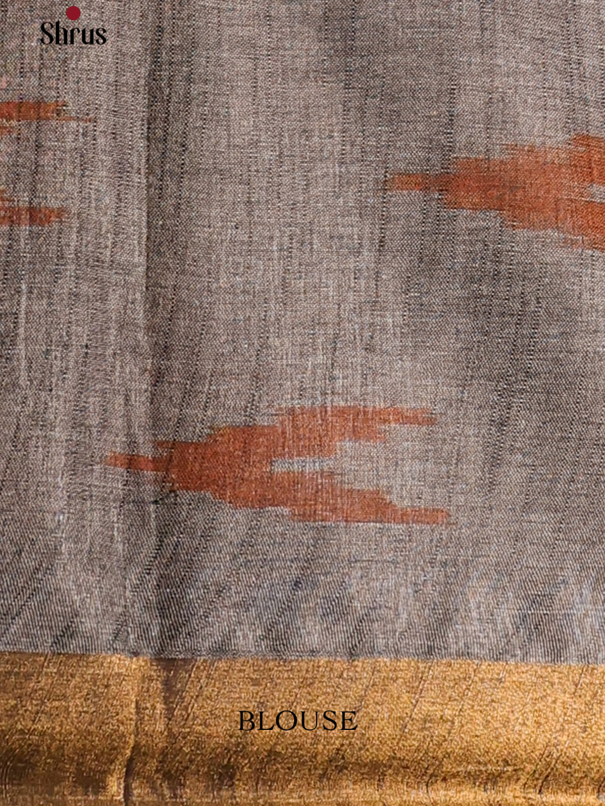 Sandal & Grey- Semi Ikkat Saree - Shop on Shrus.com