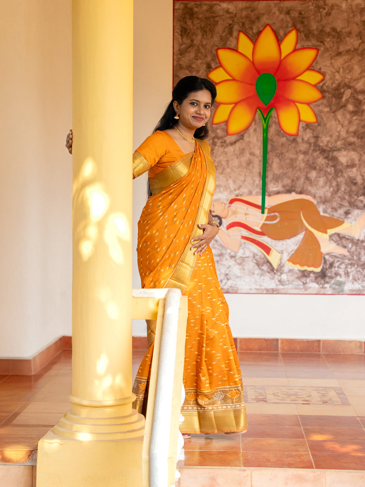 Orange- Semi Patola Saree - Shop on Shrus.com