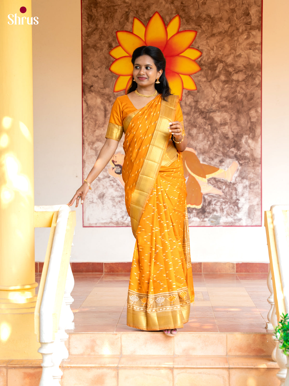 Orange- Semi Patola Saree - Shop on Shrus.com