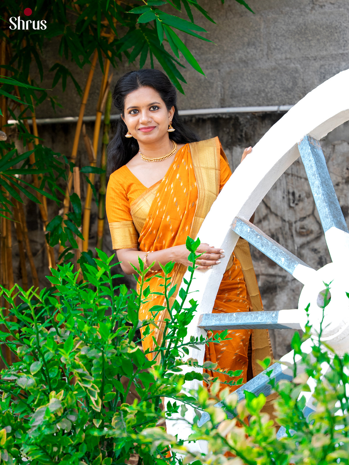 Orange- Semi Patola Saree - Shop on Shrus.com
