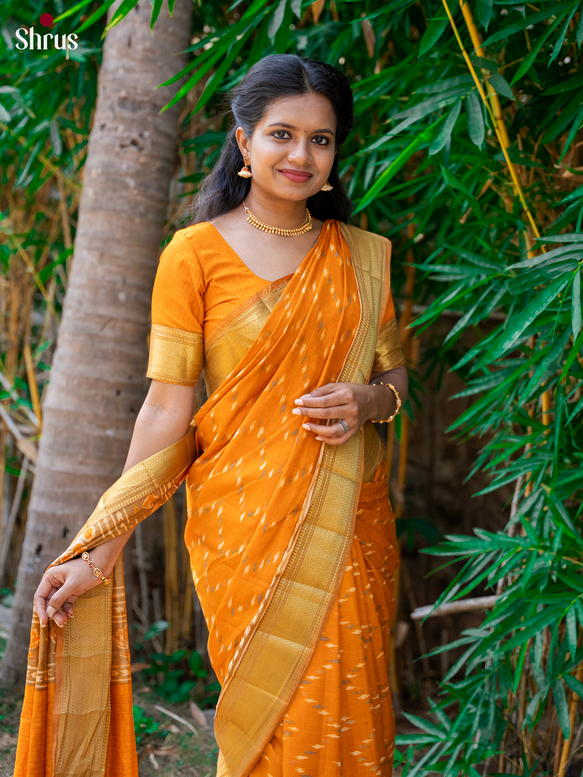 Orange- Semi Patola Saree - Shop on Shrus.com