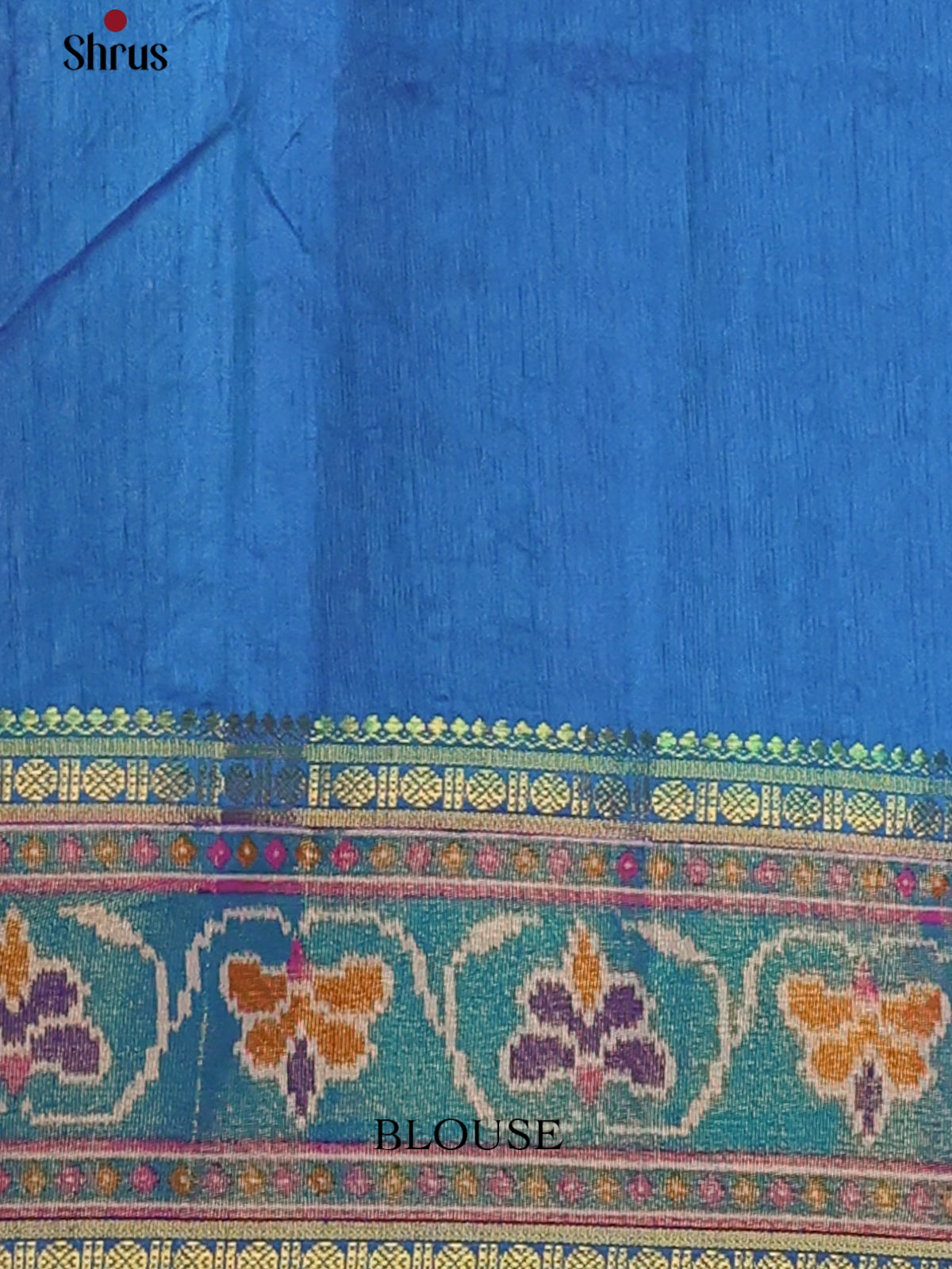 Blue  - Semi Patola Saree - Shop on Shrus.com