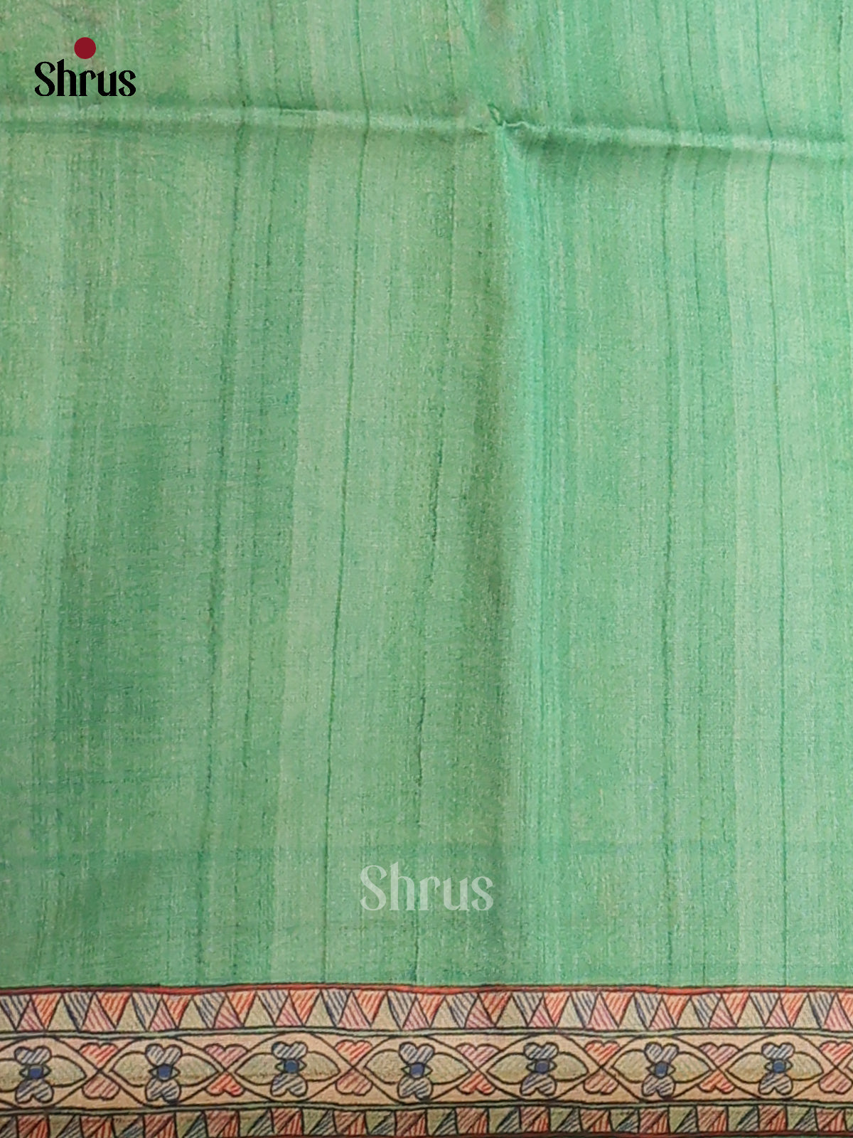 Green & Cream - Printed Madhubani Saree - DCS21029 - Shop on Shrus.com