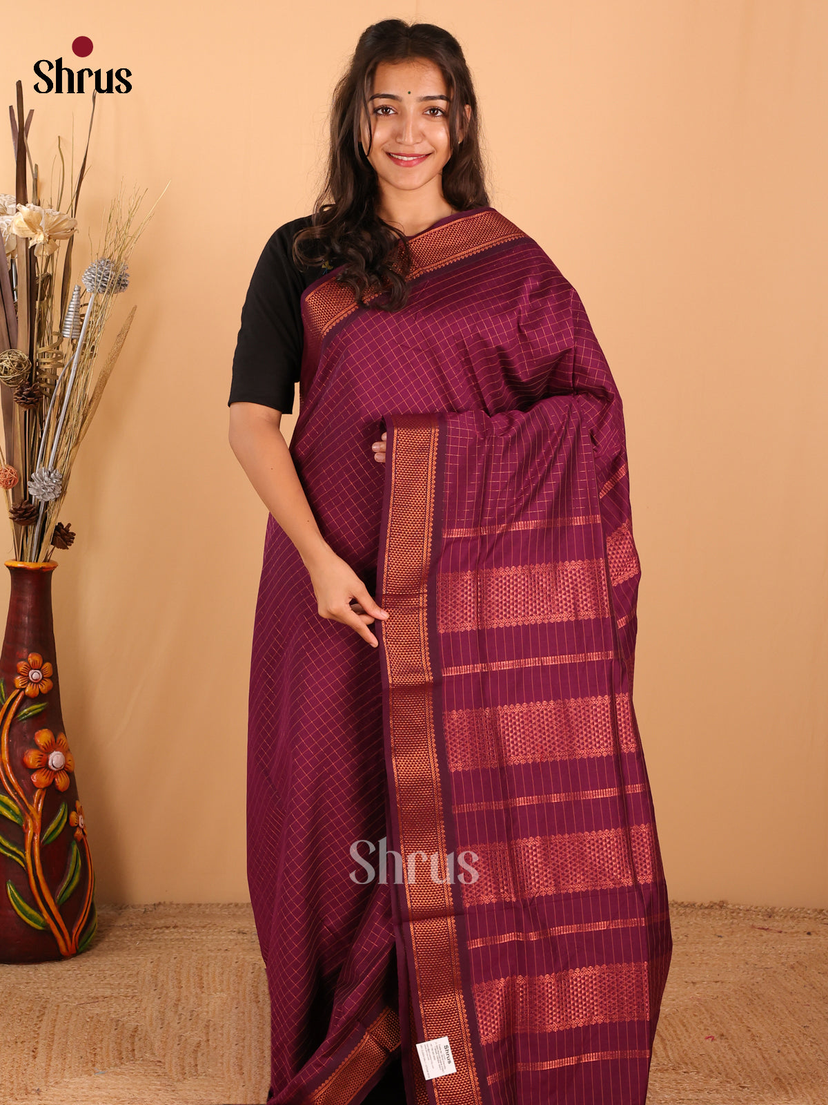 Dark Onion Pink   Kalyani Cotton Saree - DCS27107 - Shop on Shrus.com