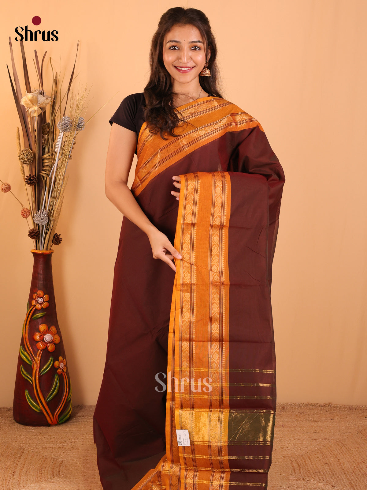 Dual tone Maroon with Green & Mustard-Chettinad saree -DDS02087 - Shop on Shrus.com