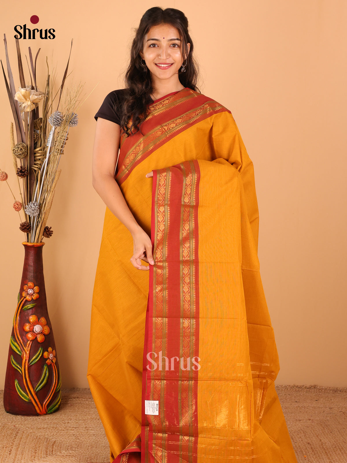 Mustrad with rust - Chettinad saree -DDS02093 - Shop on Shrus.com