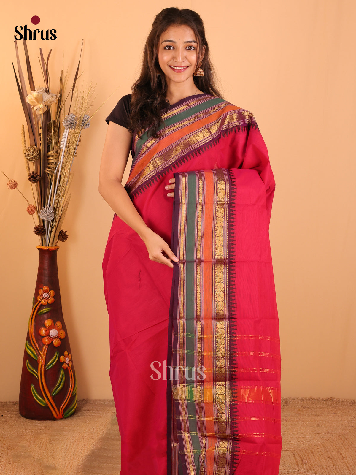 Pink with Purple-Chettinad saree -DDS02108 - Shop on Shrus.com
