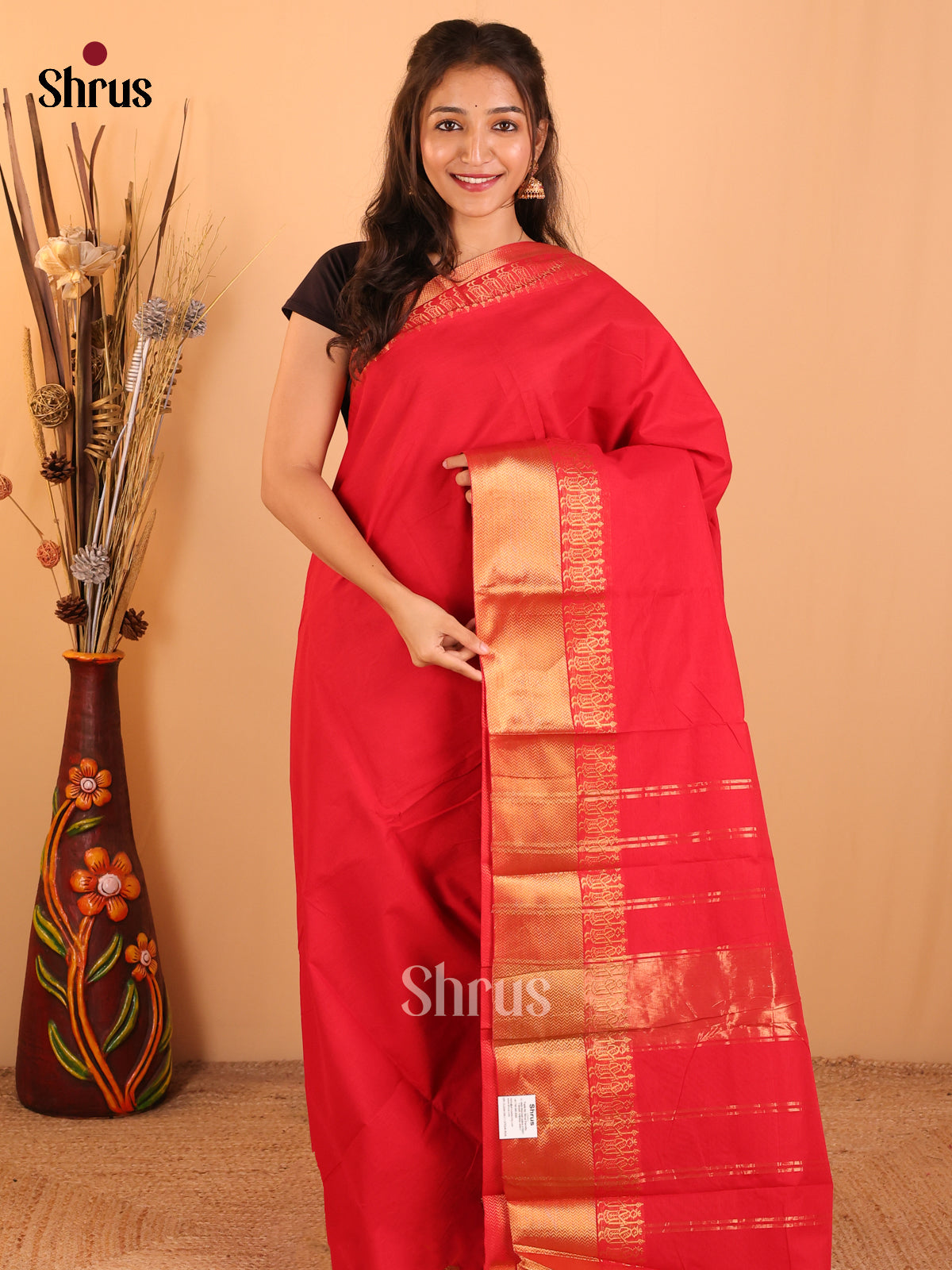 Red-Chettinad saree -DDS02129 - Shop on Shrus.com