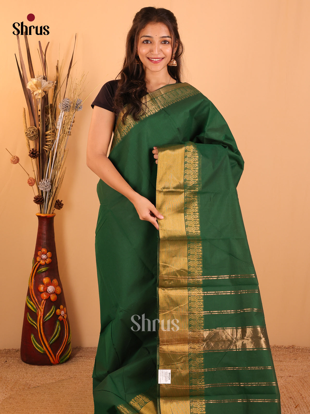 Green with Gold-Chettinad saree -DDS02130 - Shop on Shrus.com