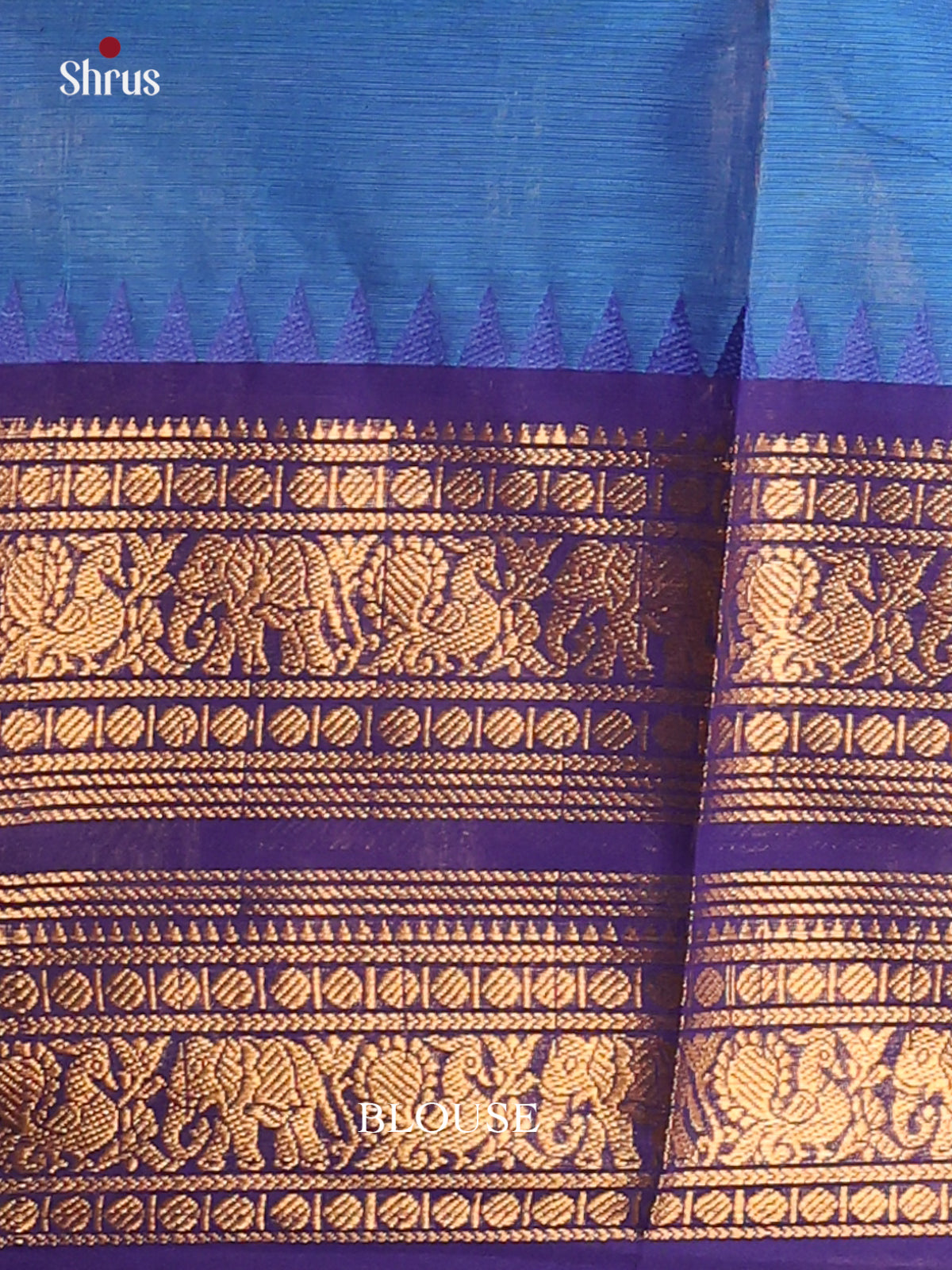 Rama Blue with Royal Blue - Chettinad saree -DDS02134 - Shop on Shrus.com