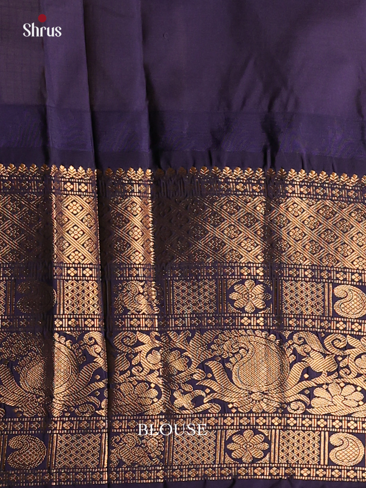 Light Beige with Navy Blue-Gadwal Half pure Saree  - DDS04040 - Shop on Shrus.com