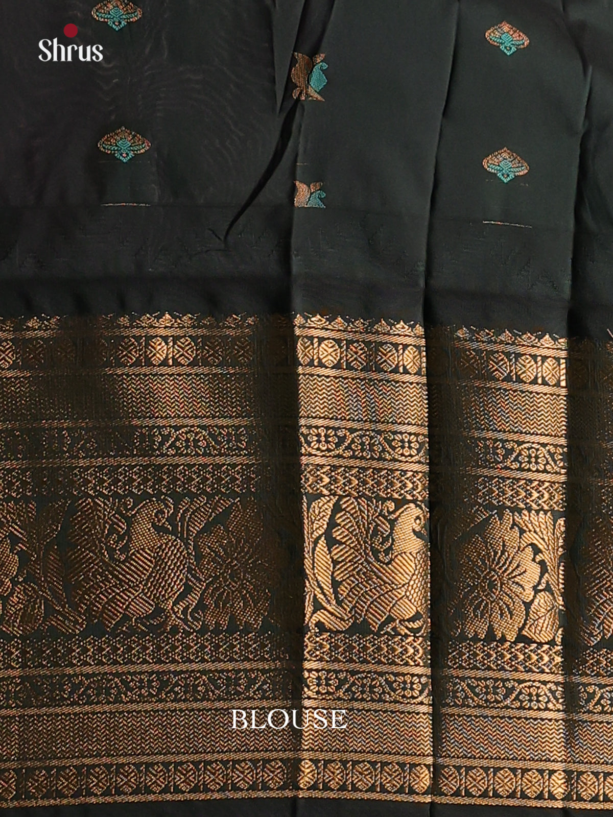 Purple with Black-Gadwal Half pure Saree  - DDS04081 - Shop on Shrus.com