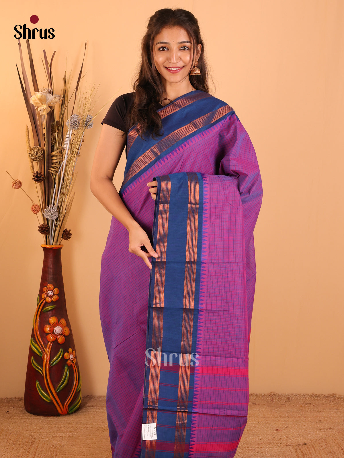 Purple with Violet-Chettinad saree -DDS05100 - Shop on Shrus.com