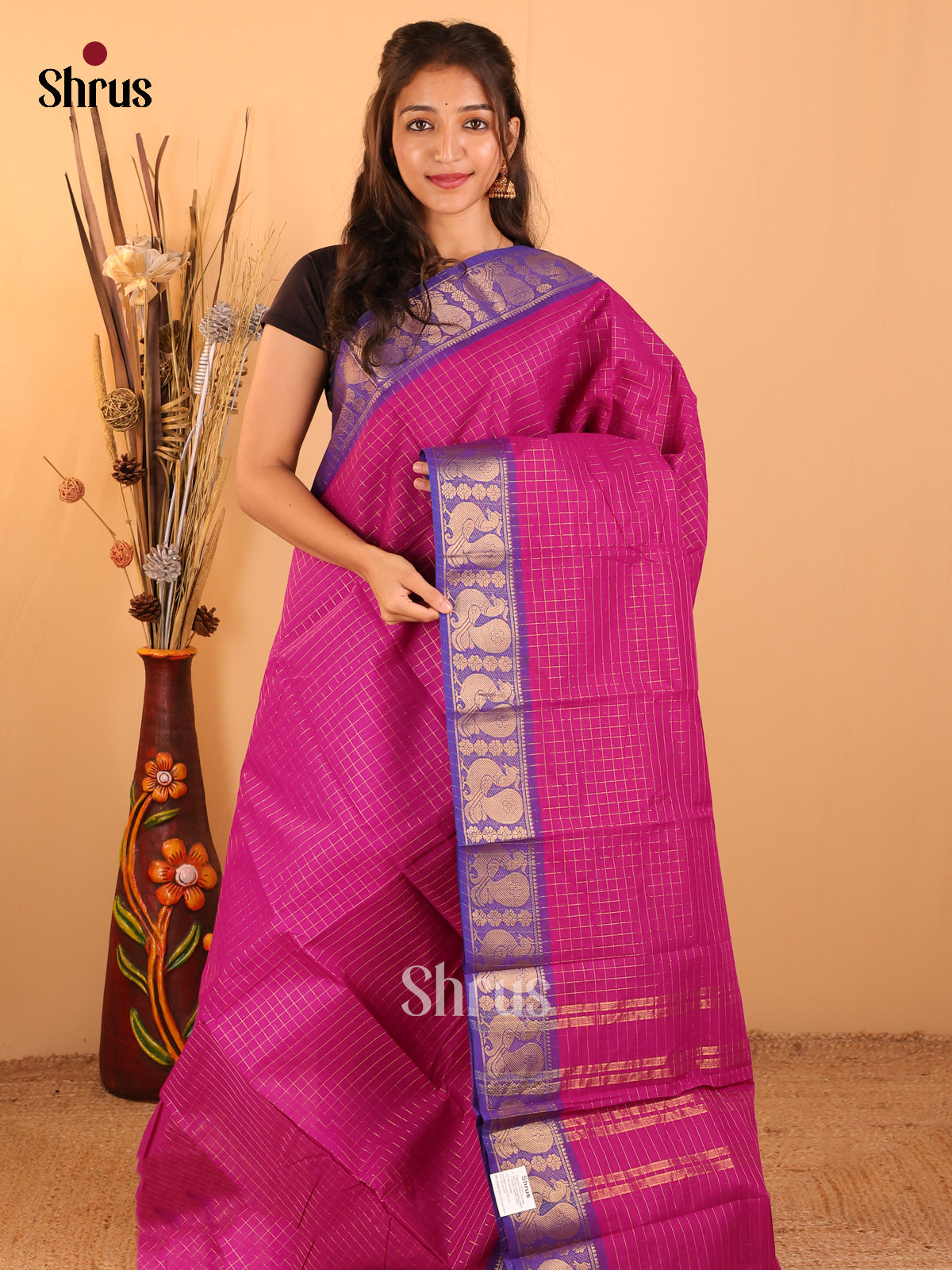 Violet with purple-Chettinad saree -DDS05115 - Shop on Shrus.com