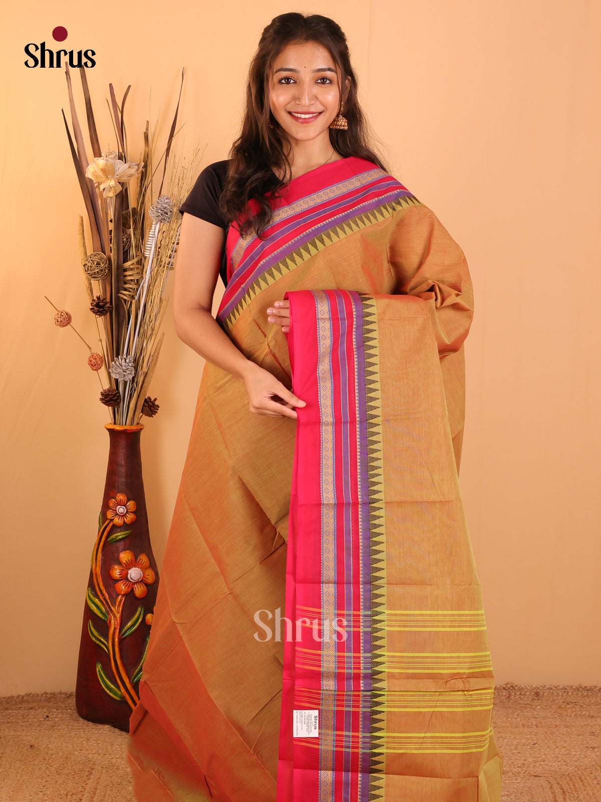 Dual Tone green with pink-Chettinad saree -DDS05129 - Shop on Shrus.com