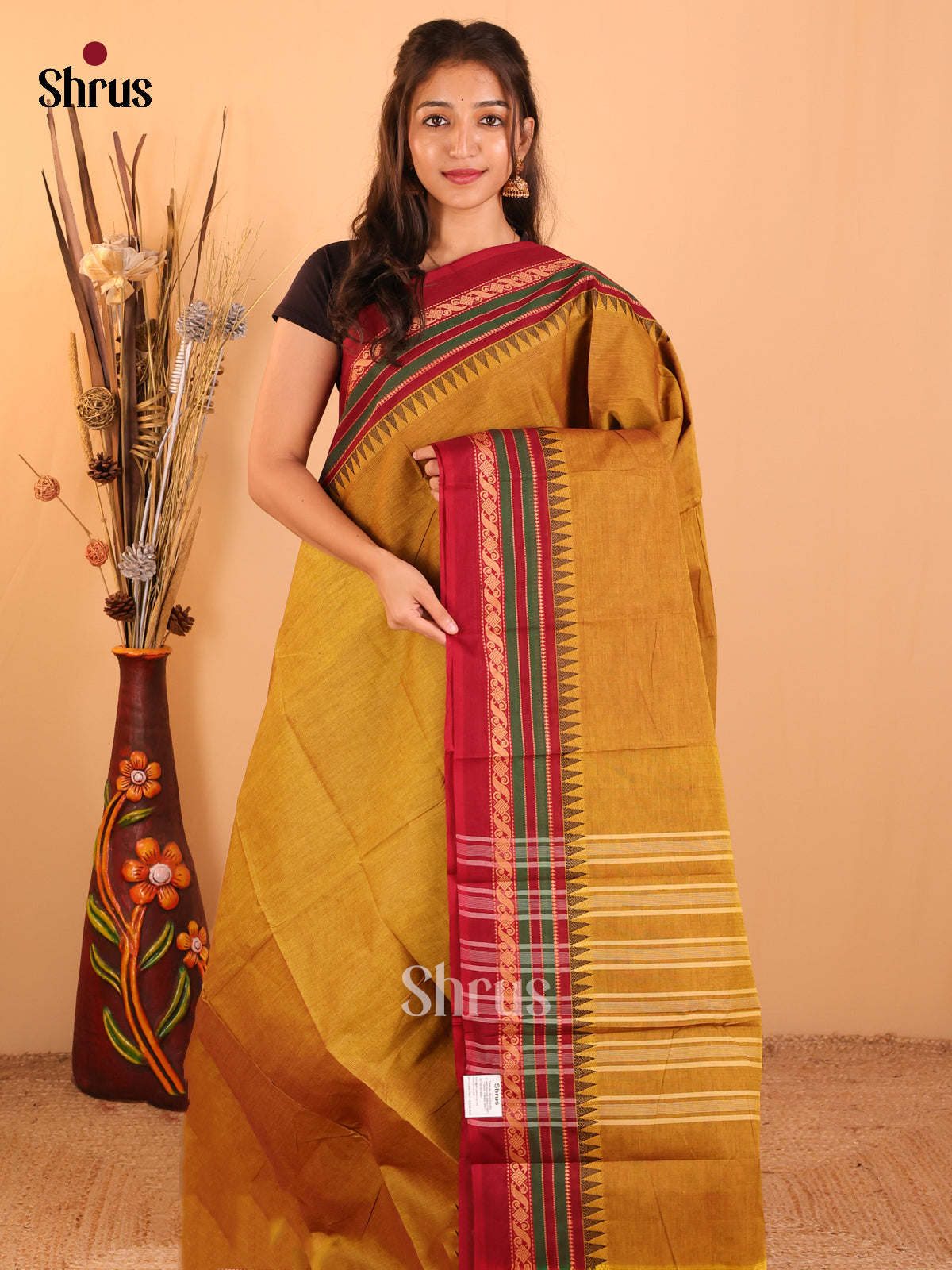 Mehandi green with Maroon-Chettinad saree -DDS05130 - Shop on Shrus.com