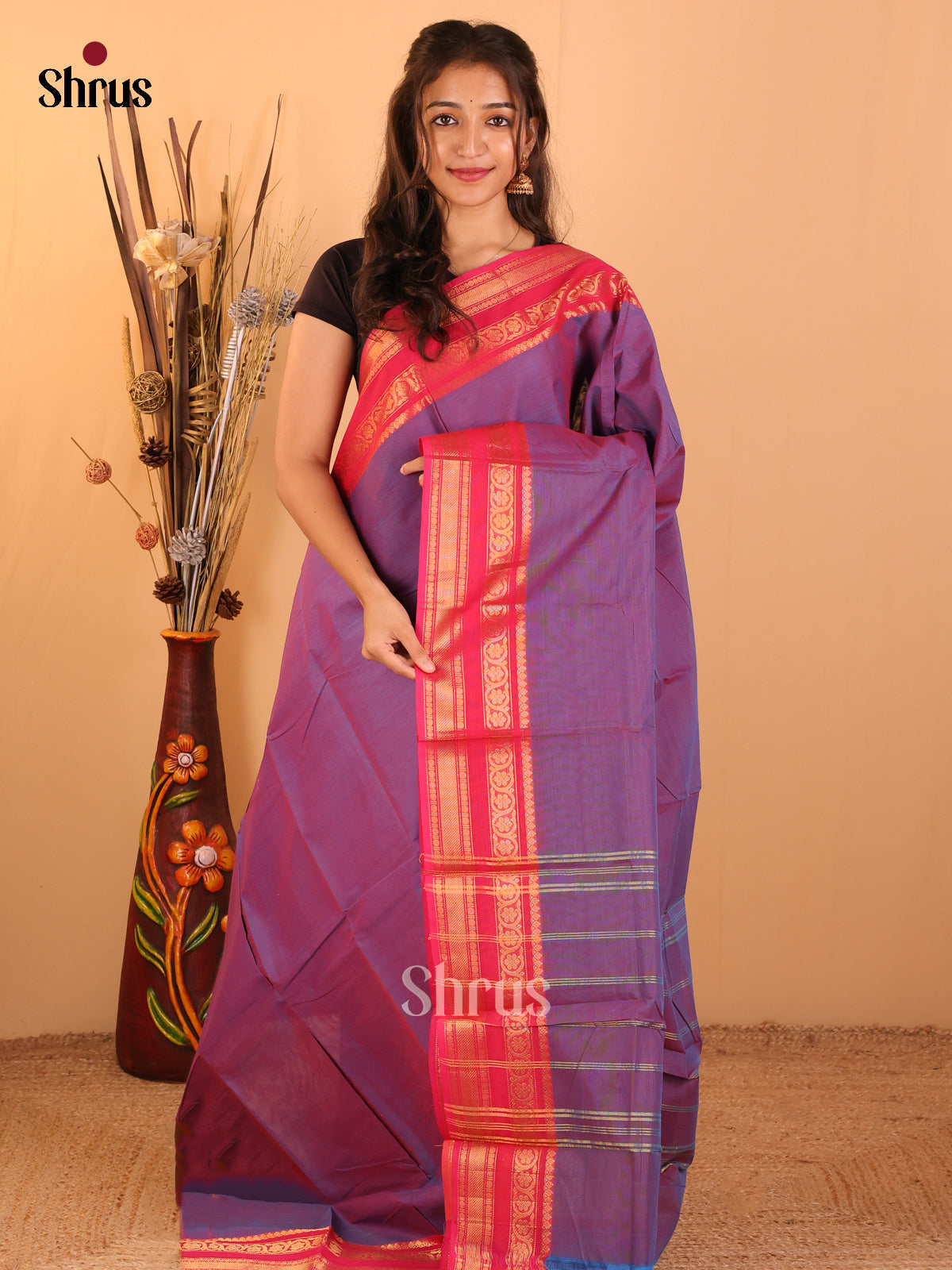 Dual Tone Violet with pink-Chettinad saree -DDS05164 - Shop on Shrus.com