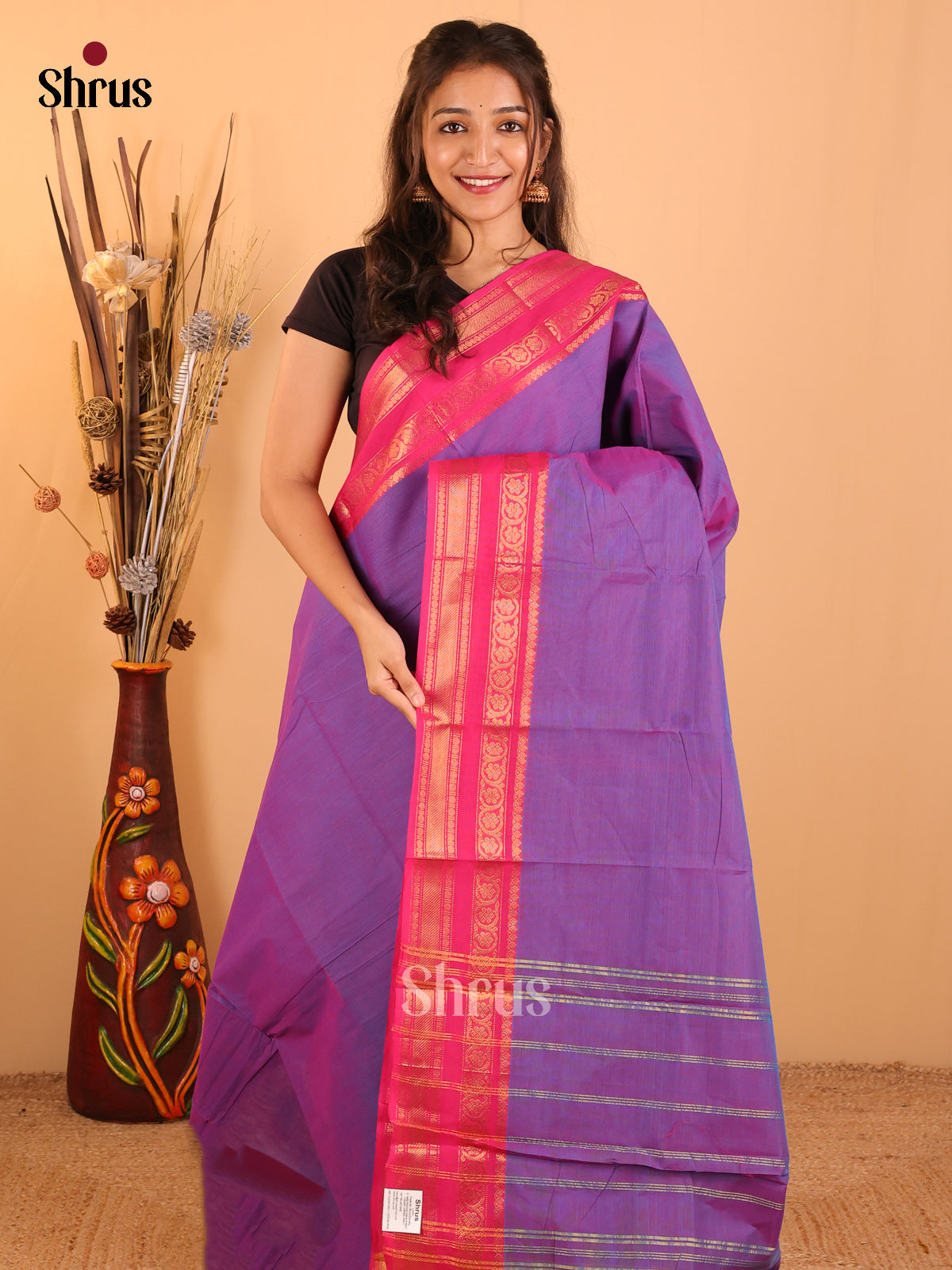 Dual tone Blue with Pink-Chettinad saree -DDS05165 - Shop on Shrus.com