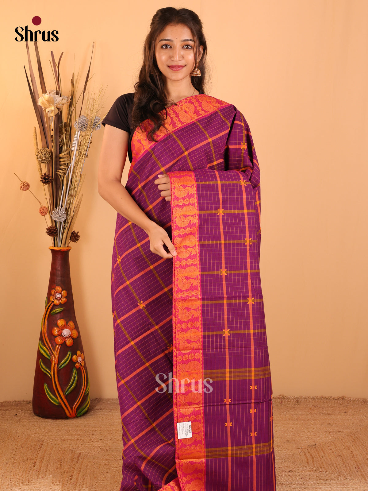 Purple with Pink-Chettinad saree -DDS05176 - Shop on Shrus.com