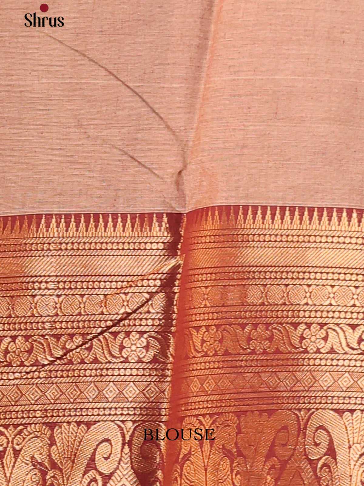 Dual Tone Beige with Maroon - Chettinad Cotton Saree - DDS09350 - Shop on Shrus.com