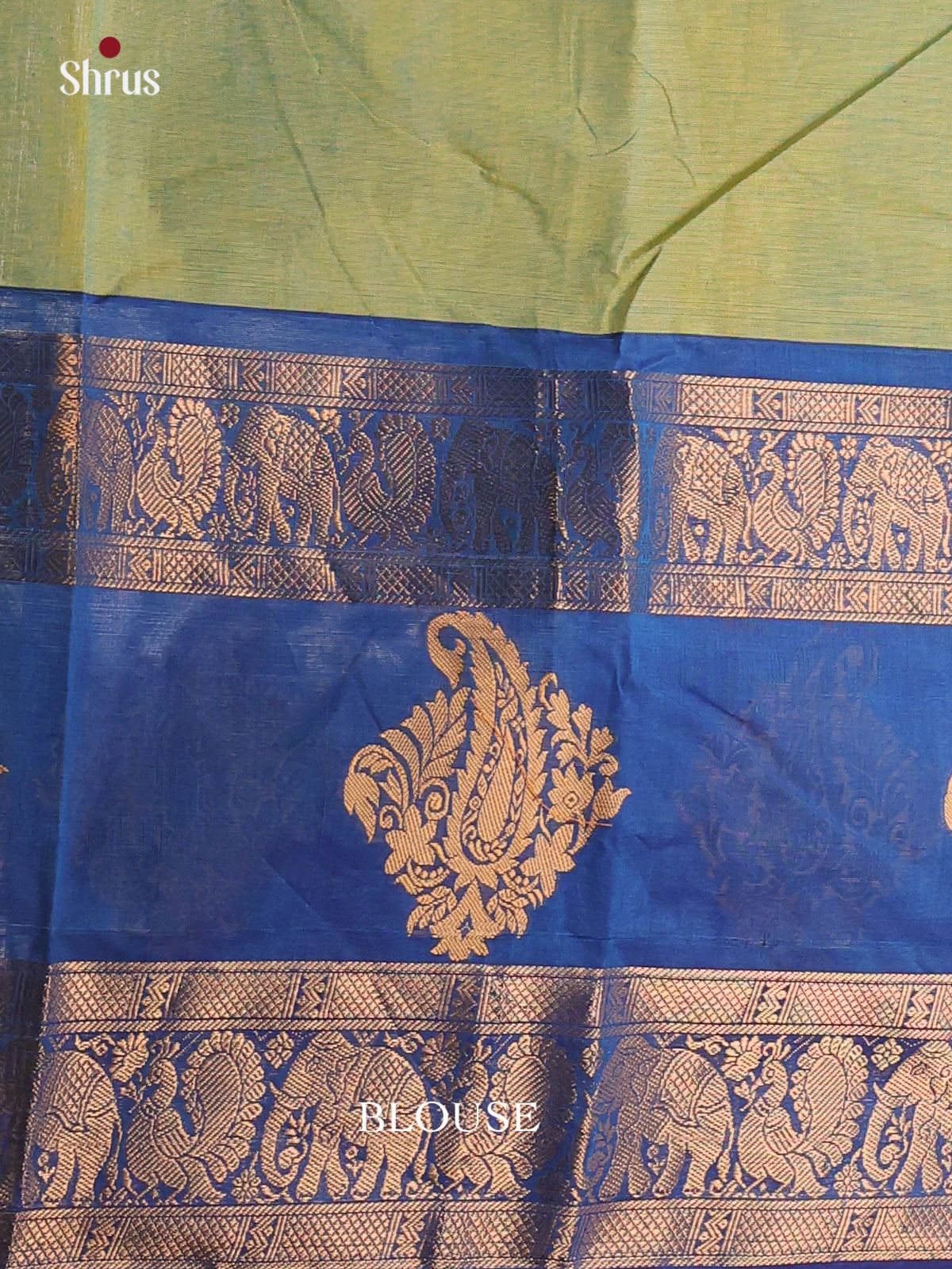 Green with Royal Blue - Chettinad Cotton Saree - DDS09355 - Shop on Shrus.com