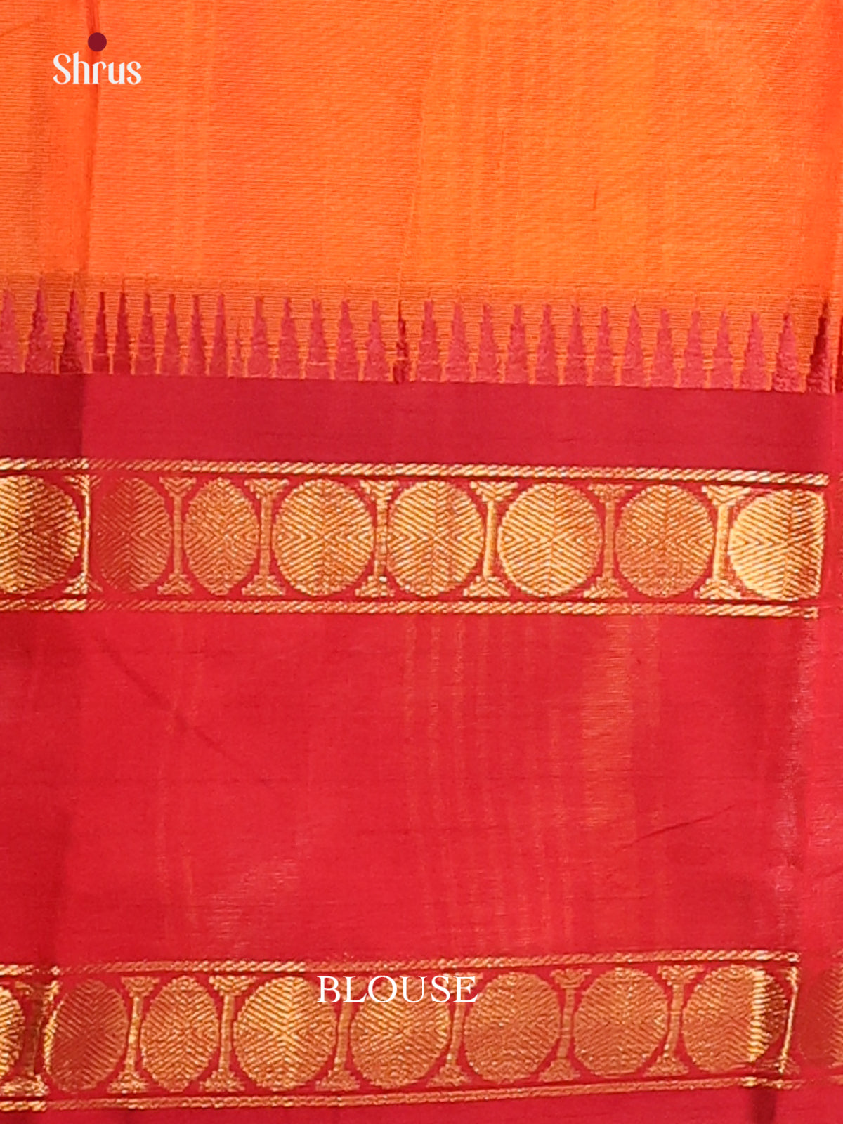 Orange with Green & red border - Chettinad Cotton Saree - DDS10006 - Shop on Shrus.com