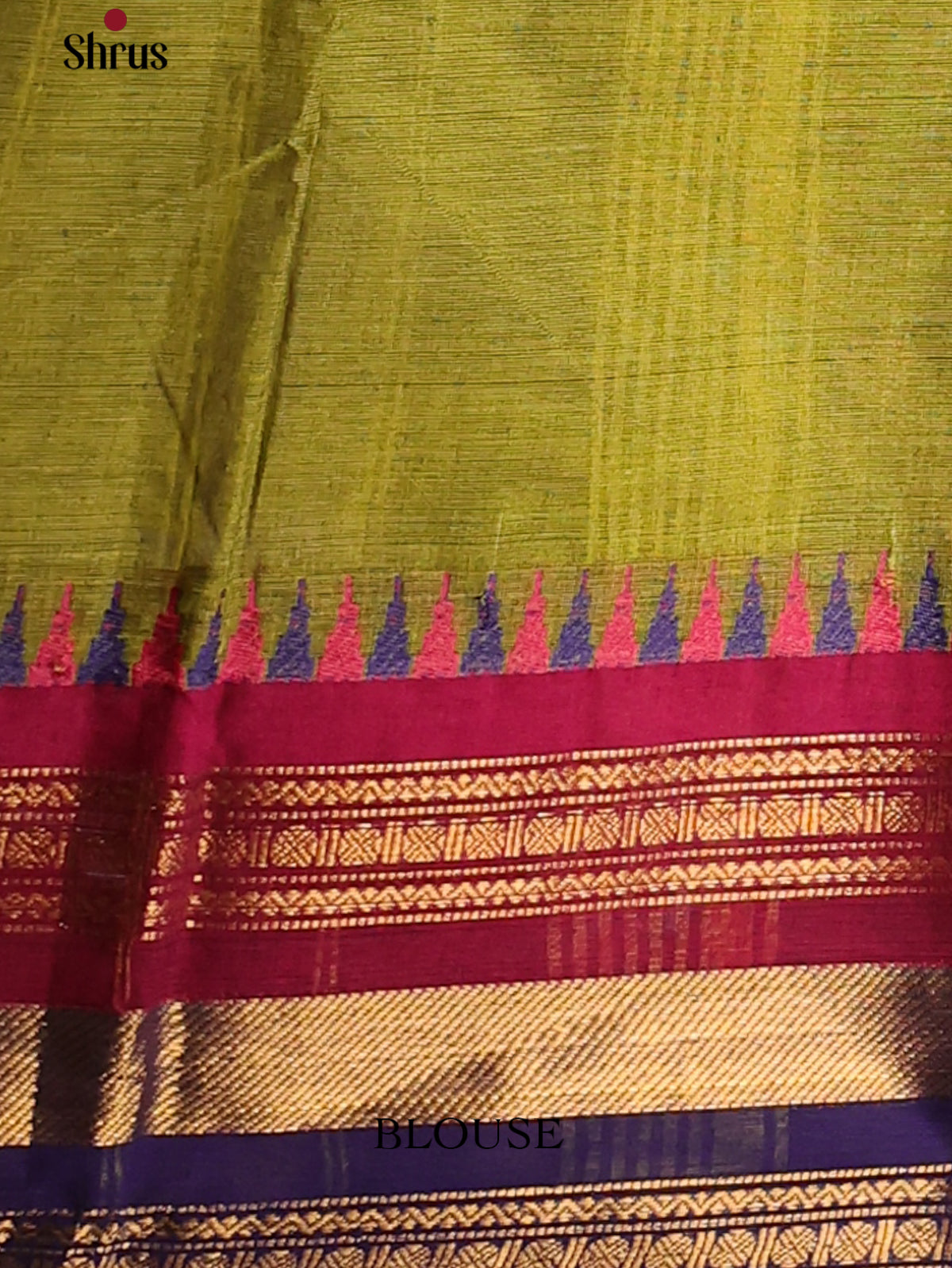 Olive Green with Royal Green - Chettinad Cotton Saree - DDS10022 - Shop on Shrus.com