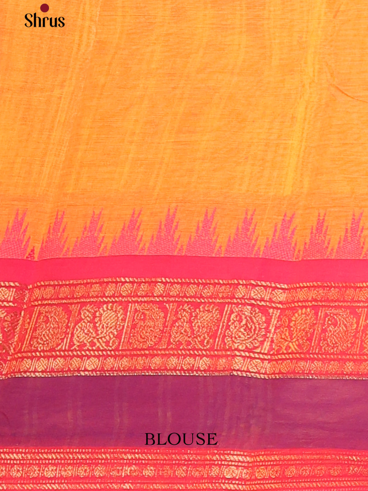 Dual Tone Mustard with Pink & purple Border - Chettinad Cotton Saree - DDS10049 - Shop on Shrus.com
