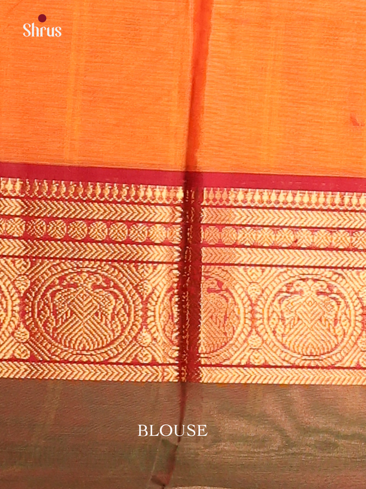 Orange with Olive green - Chettinad Cotton Saree - DDS10053 - Shop on Shrus.com