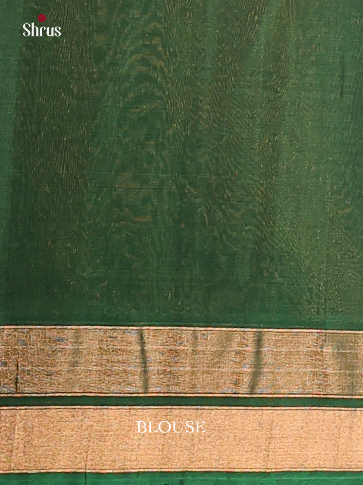 Brown Silk Cotton Saree With Gold Zari Stripes And Buttas Across The Body with Green Zari Woven Border And Pallu - Shop on Shrus.com
