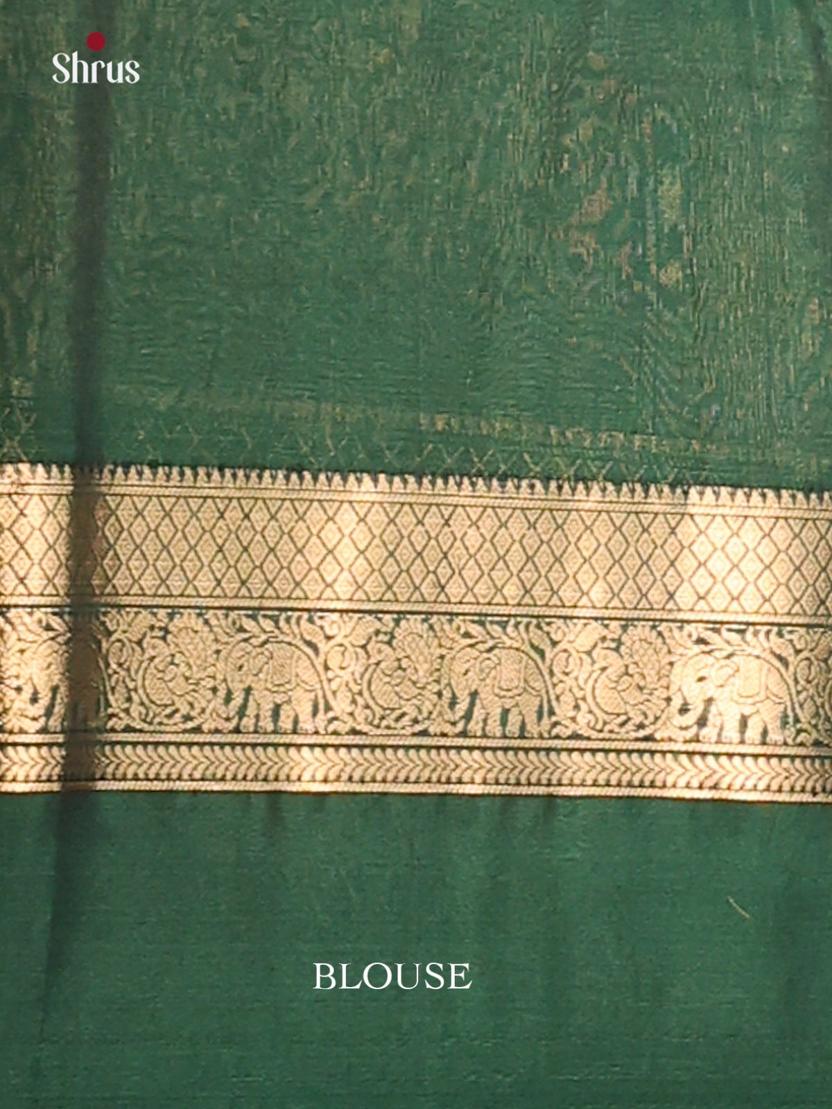 Dark Maroon Silk Cotton Saree With Zari Mandal Buttas Paired With Green Border & Pallu - Shop on Shrus.com