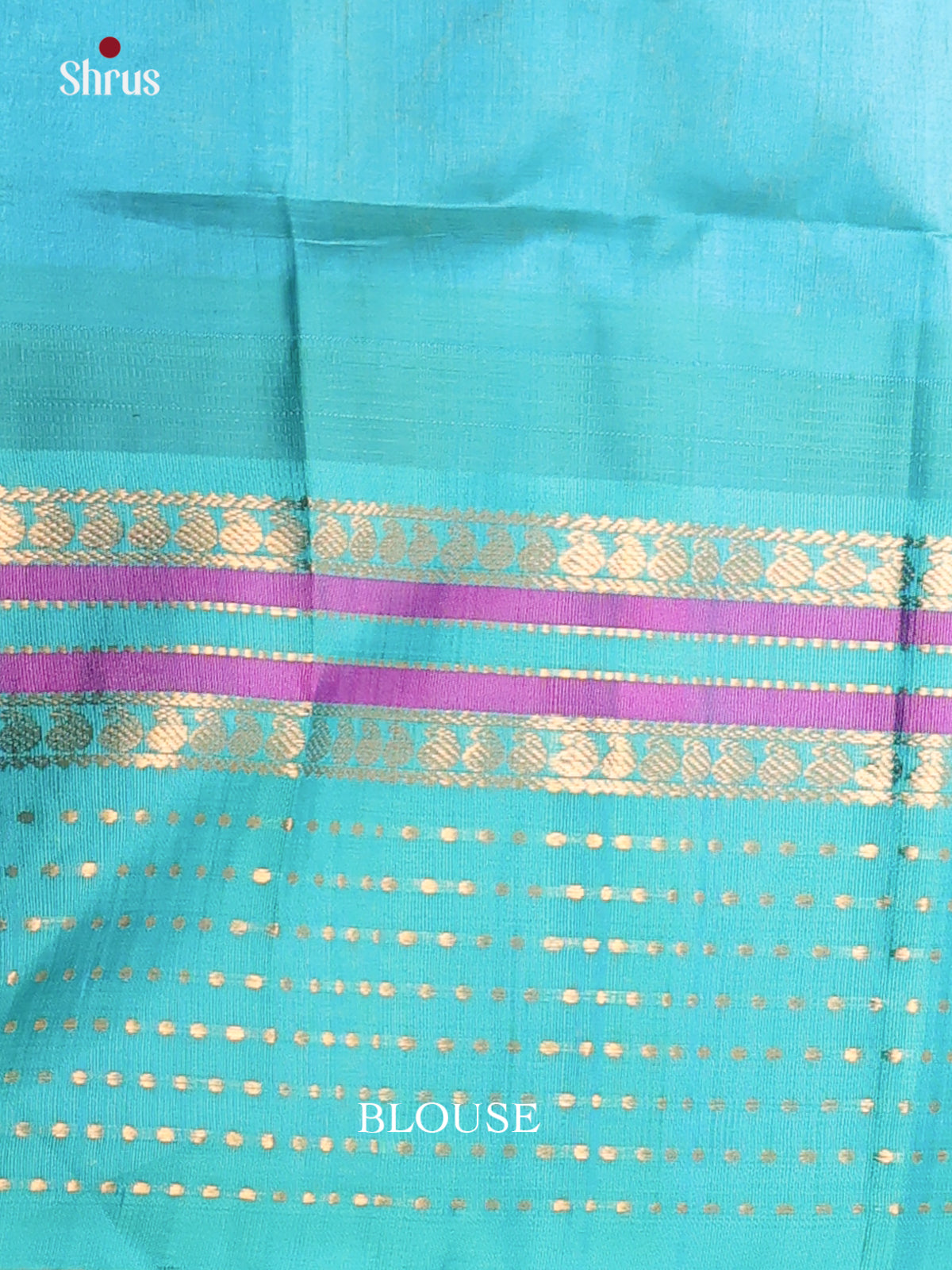 Blue Silk Cotton Saree with Zari Checks & Buttas Paired With Teal Border & Zari Pallu - Shop on Shrus.com